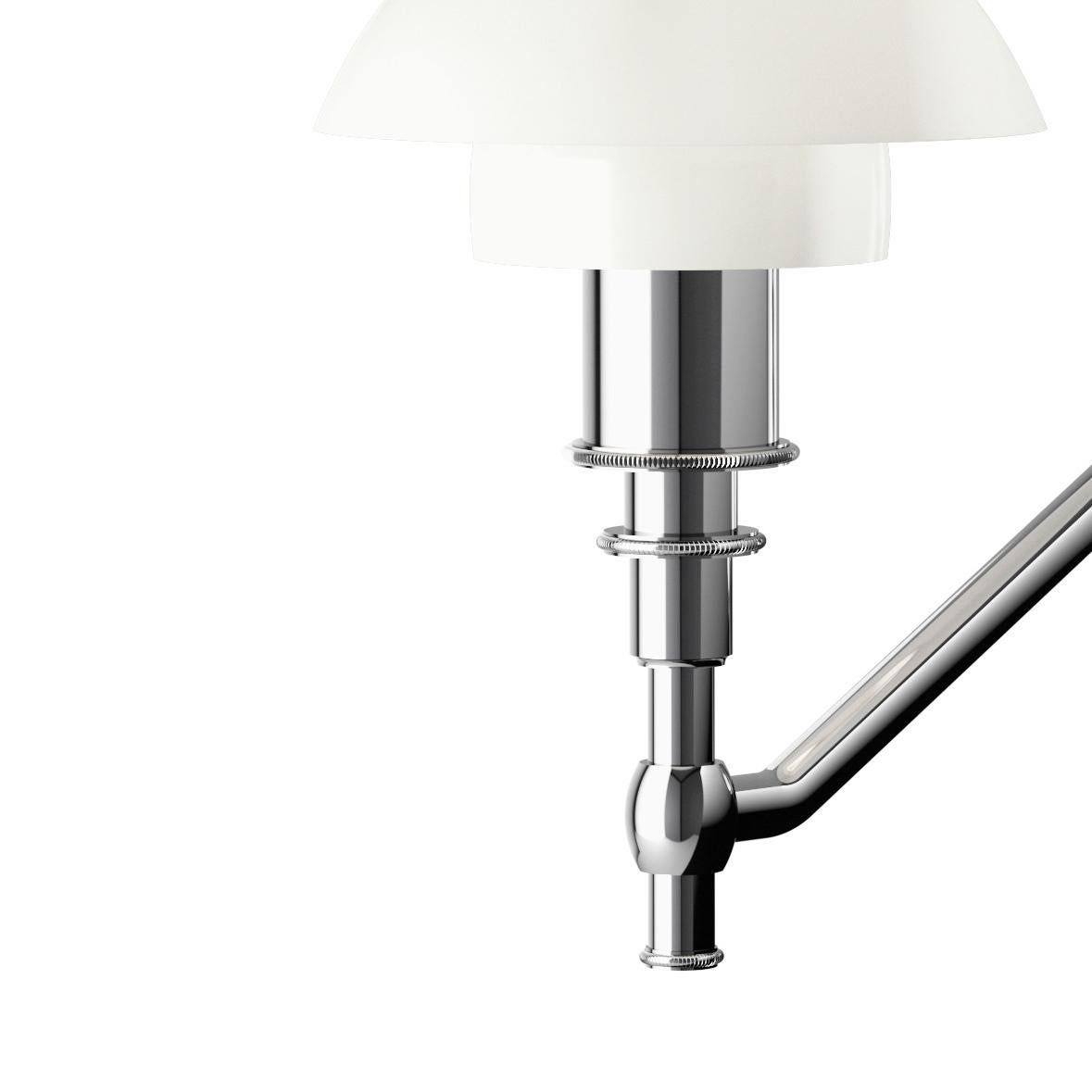 Brass Poul Henningsen 'PH 3-2' Opaline Glass and Chrome Wall Lamp for Louis Poulsen For Sale