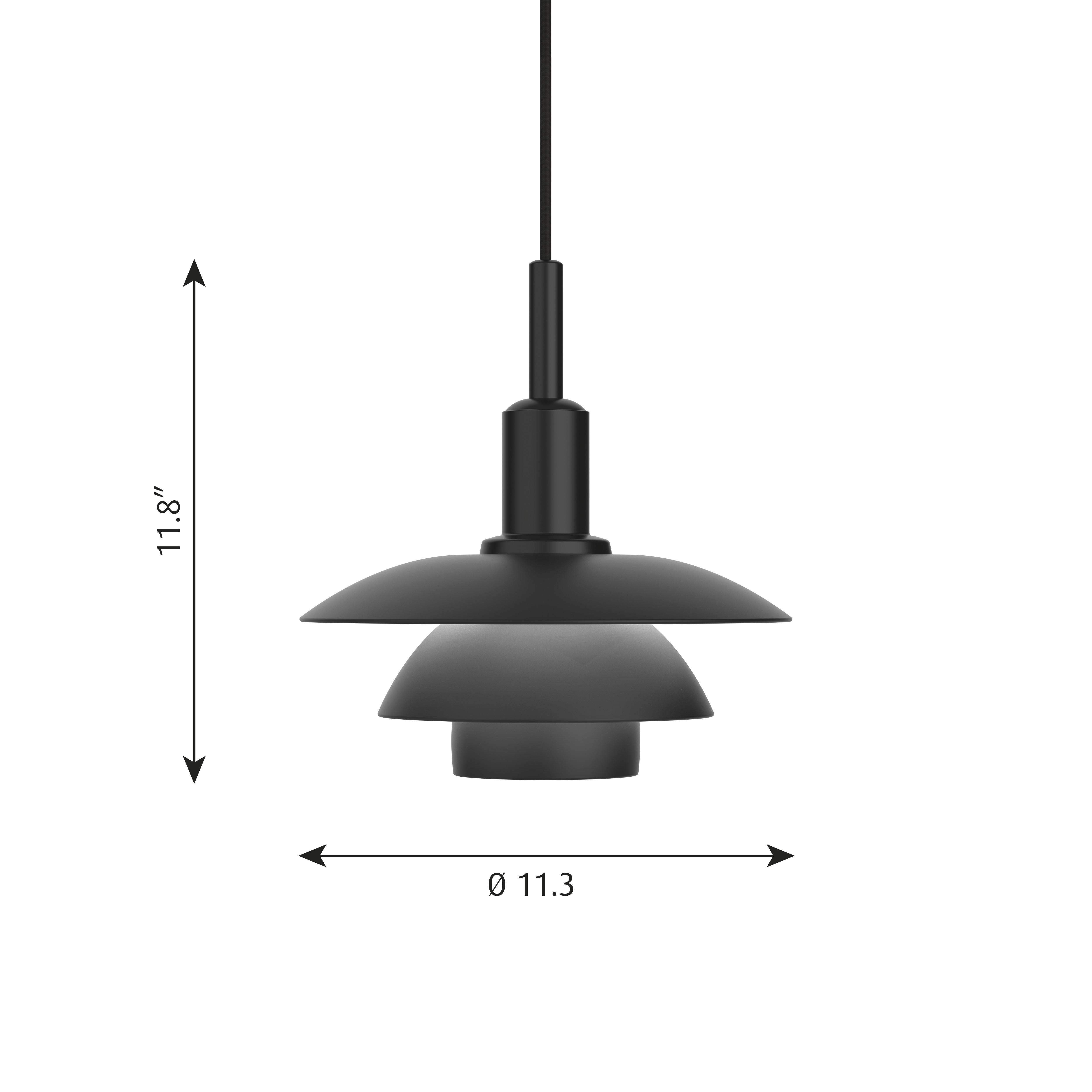 Lampe à suspension en métal PH 3/3 Poul Henningsen pour Louis Poulsen en noir en vente 1