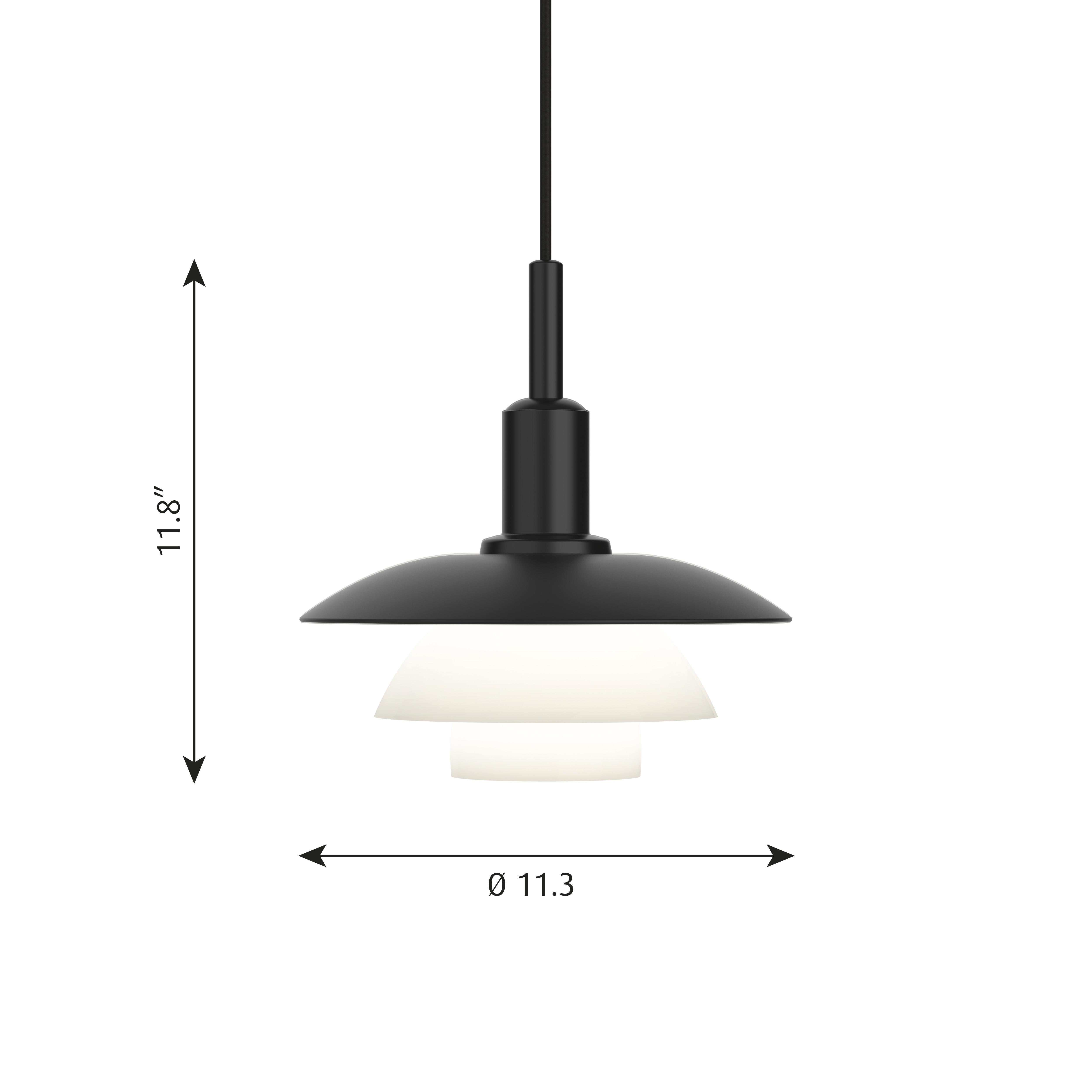 Poul Henningsen 'PH 3/3' Opaline Glass and Metal Pendant Lamp for Louis Poulsen For Sale 2