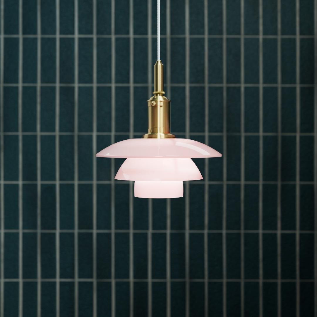 Poul Henningsen 'PH 3/3' Pale Rose Pendant Lamp for Louis Poulsen In New Condition For Sale In Glendale, CA