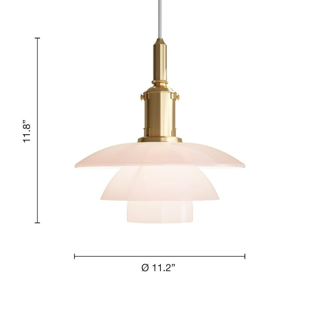 Brass Poul Henningsen 'PH 3/3' Pale Rose Pendant Lamp for Louis Poulsen For Sale