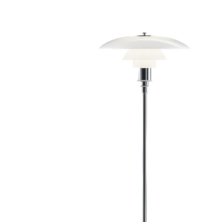 Contemporary Poul Henningsen PH 3½-2½ Opaline Glass and Chrome Floor Lamp for Louis Poulsen For Sale