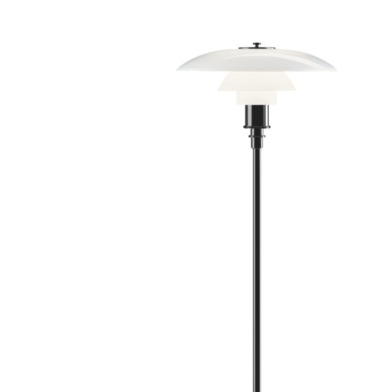 Danish Poul Henningsen PH 3½-2½ Opaline Glass Floor Lamp for Louis Poulsen in Black For Sale