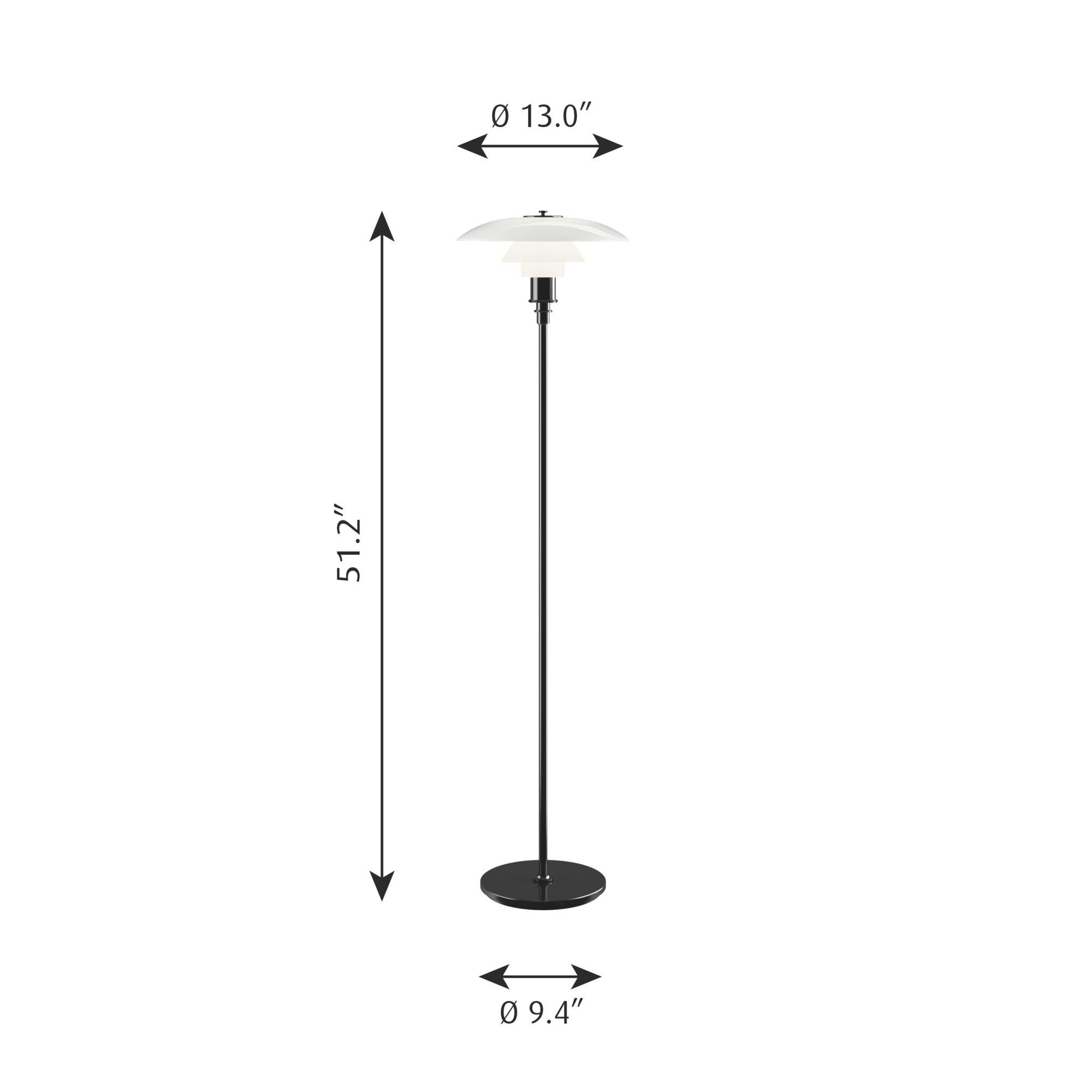 Poul Henningsen 'PH 3½-2½' Opaline Glass Floor Lamp for Louis Poulsen in Black In New Condition For Sale In Glendale, CA