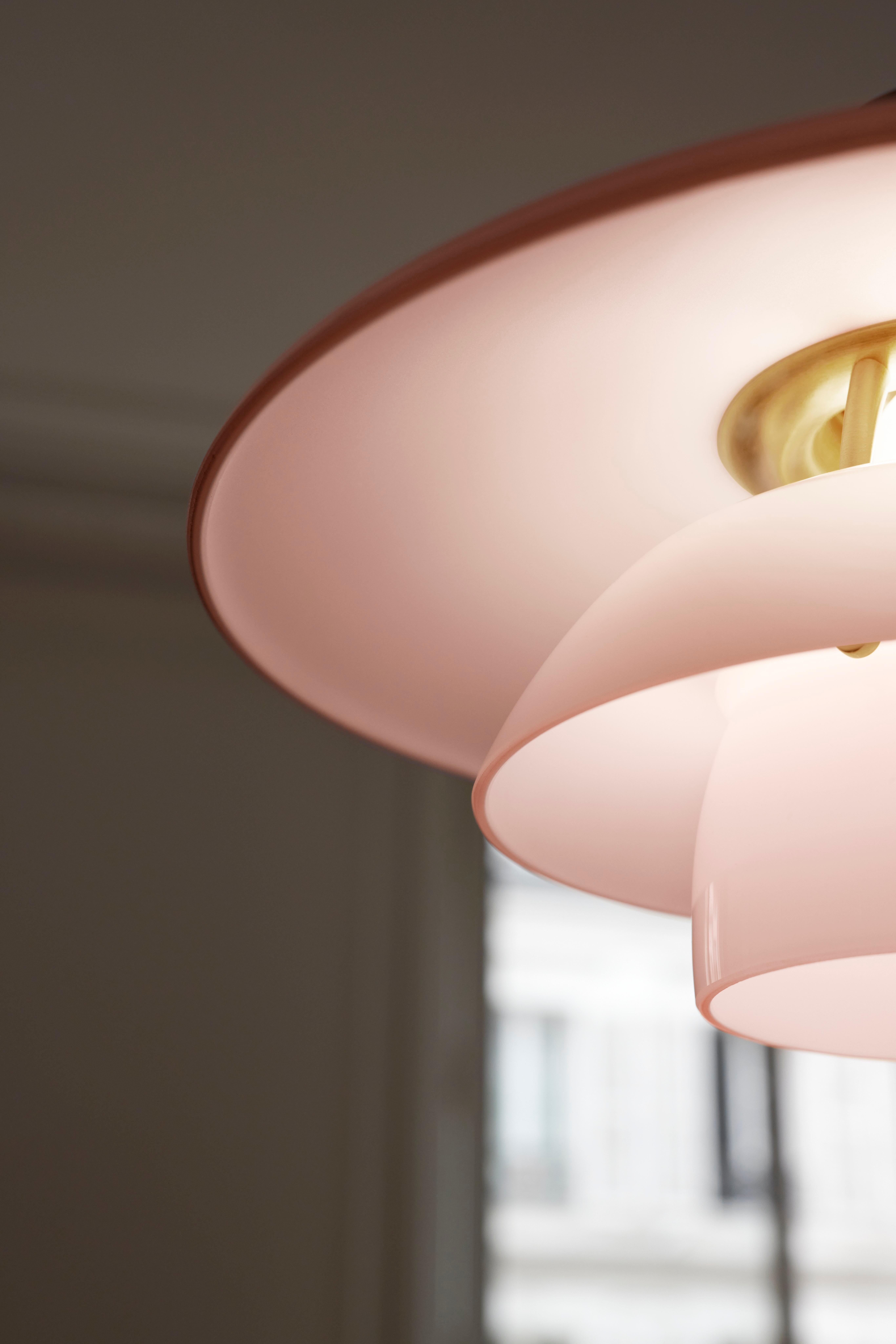 Danish Poul Henningsen PH 3½-3 Pale Rose Glass Pendant for Louis Poulsen For Sale