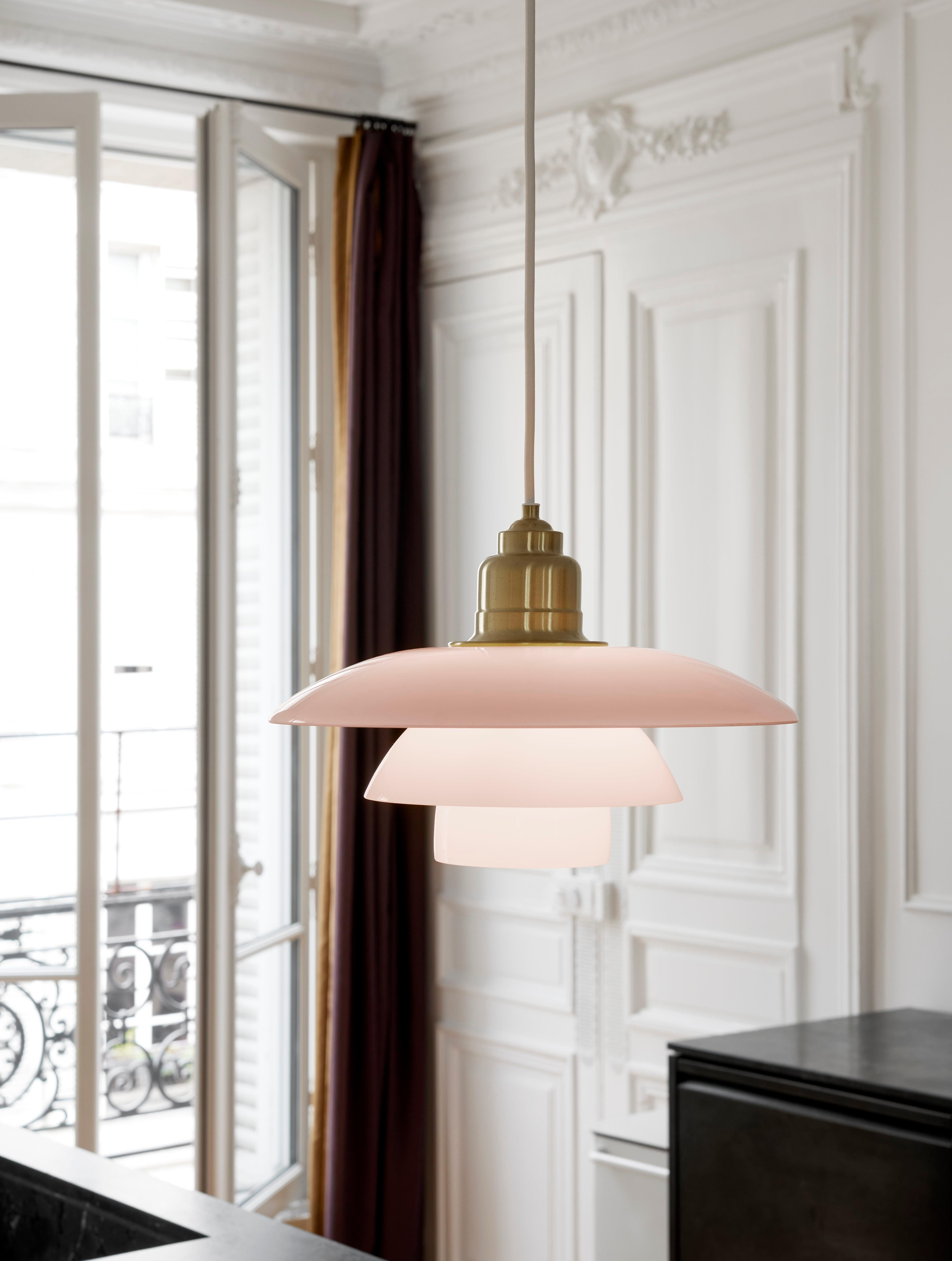 Contemporary Poul Henningsen PH 3½-3 Pale Rose Glass Pendant for Louis Poulsen For Sale