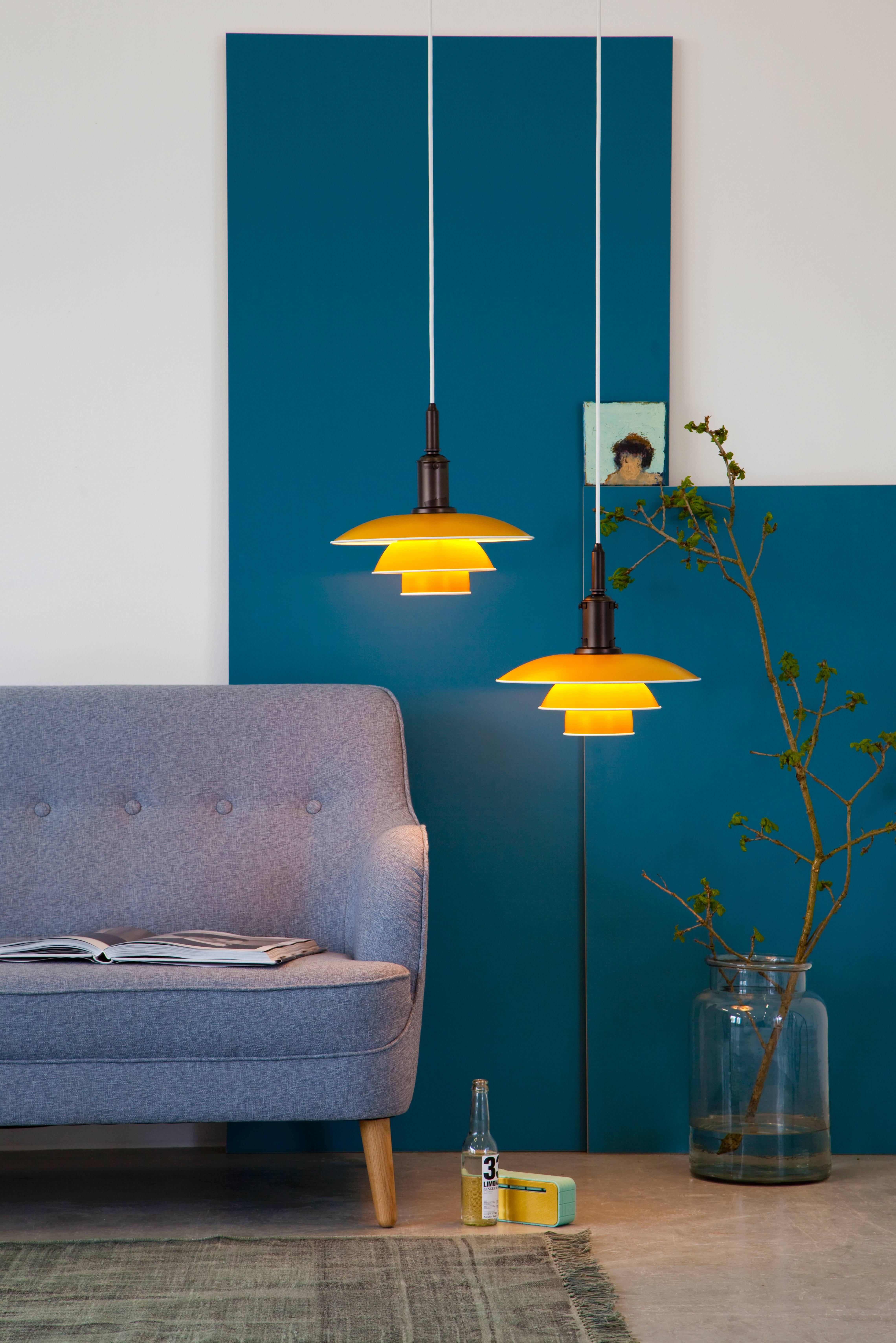 Contemporary Poul Henningsen PH 3½-3 Pendant for Louis Poulsen in Yellow For Sale
