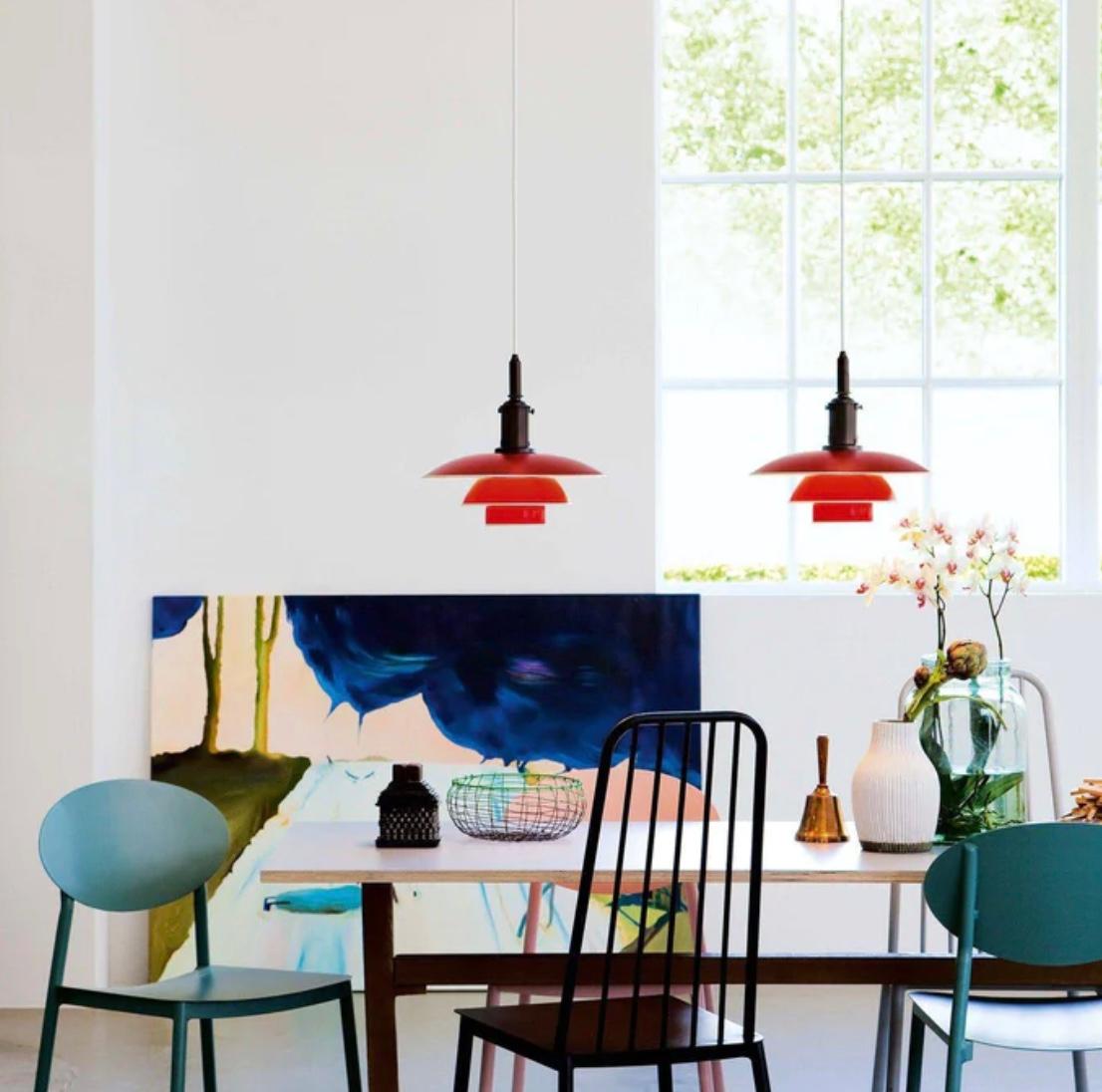 Danish Poul Henningsen PH 3½-3 Pendant in Red for Louis Poulsen For Sale