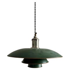 Poul Henningsen PH 4/3 Pendant – “Pat. Appl.”, Nickel and Green Copper Shades