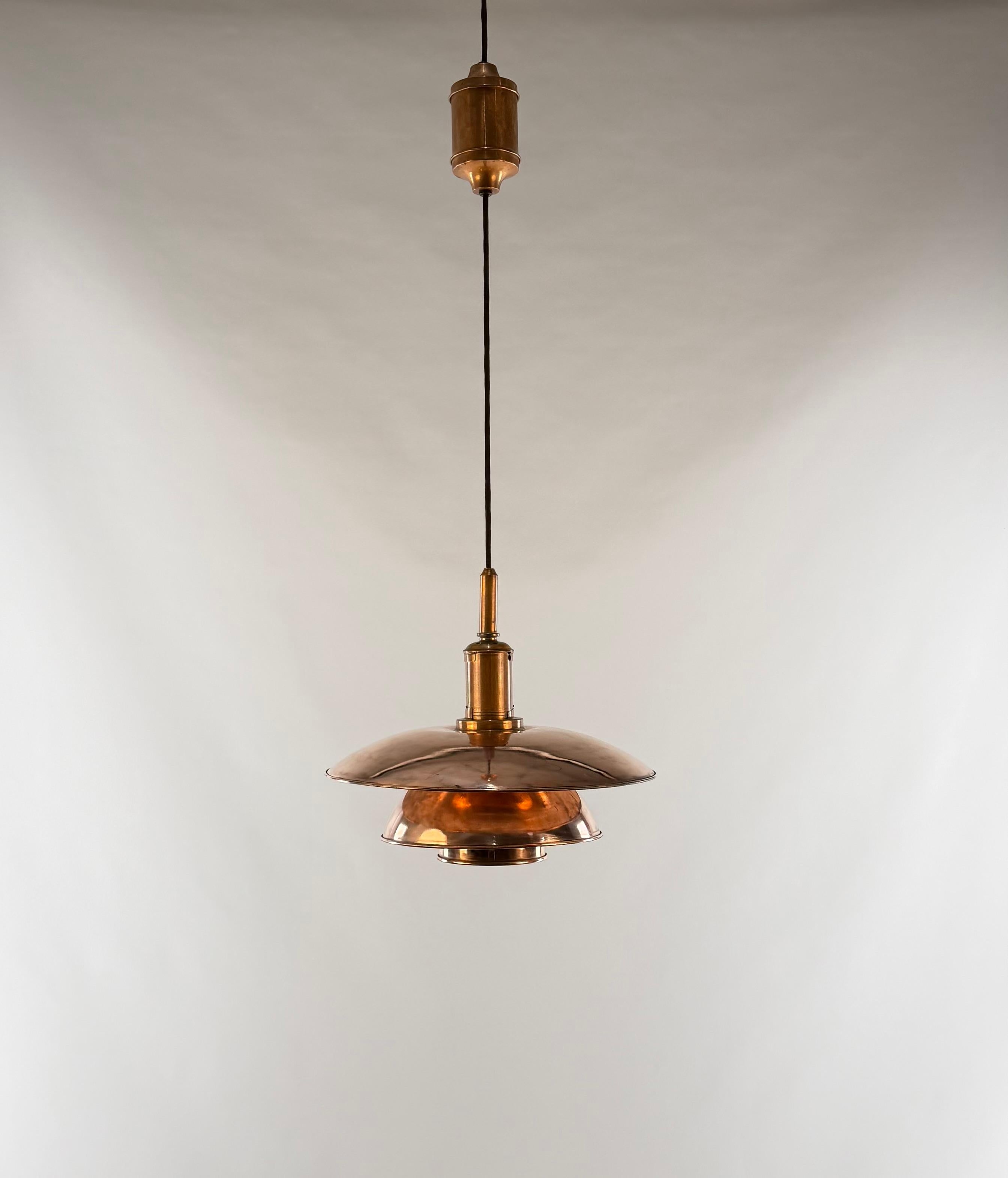 Poul Henningsen PH-4/4 pendant with shades of cobber In condizioni buone in vendita a Egå, DK