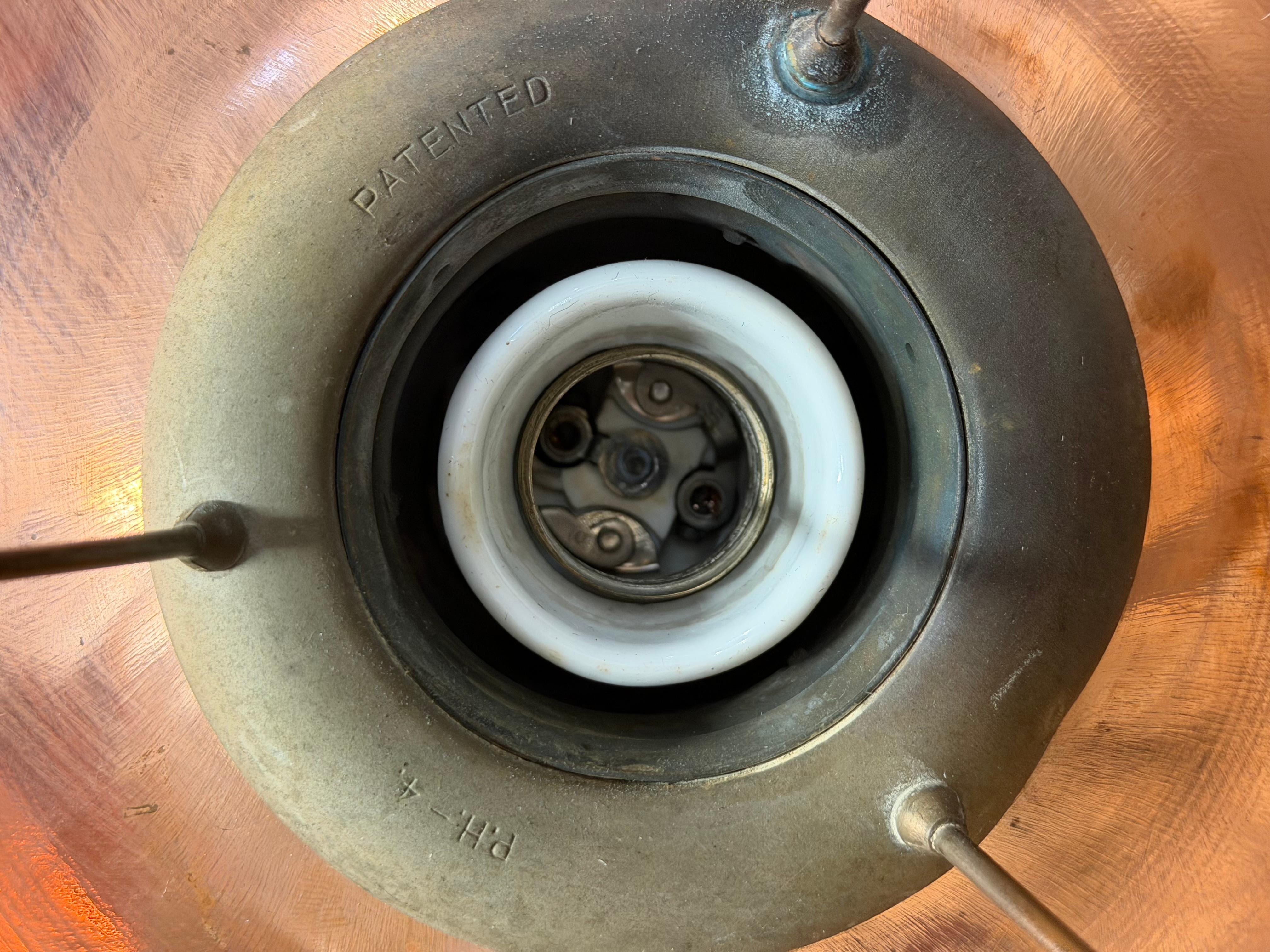 Poul Henningsen PH-4/4 pendant with shades of cobber in vendita 3