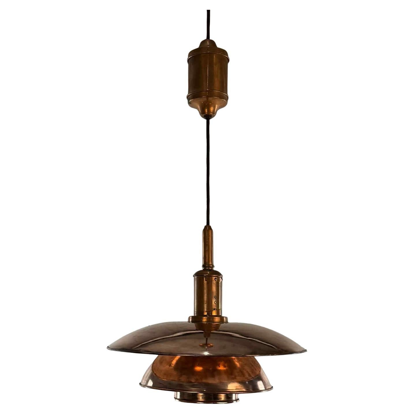 Poul Henningsen PH-4/4 pendant with shades of cobber