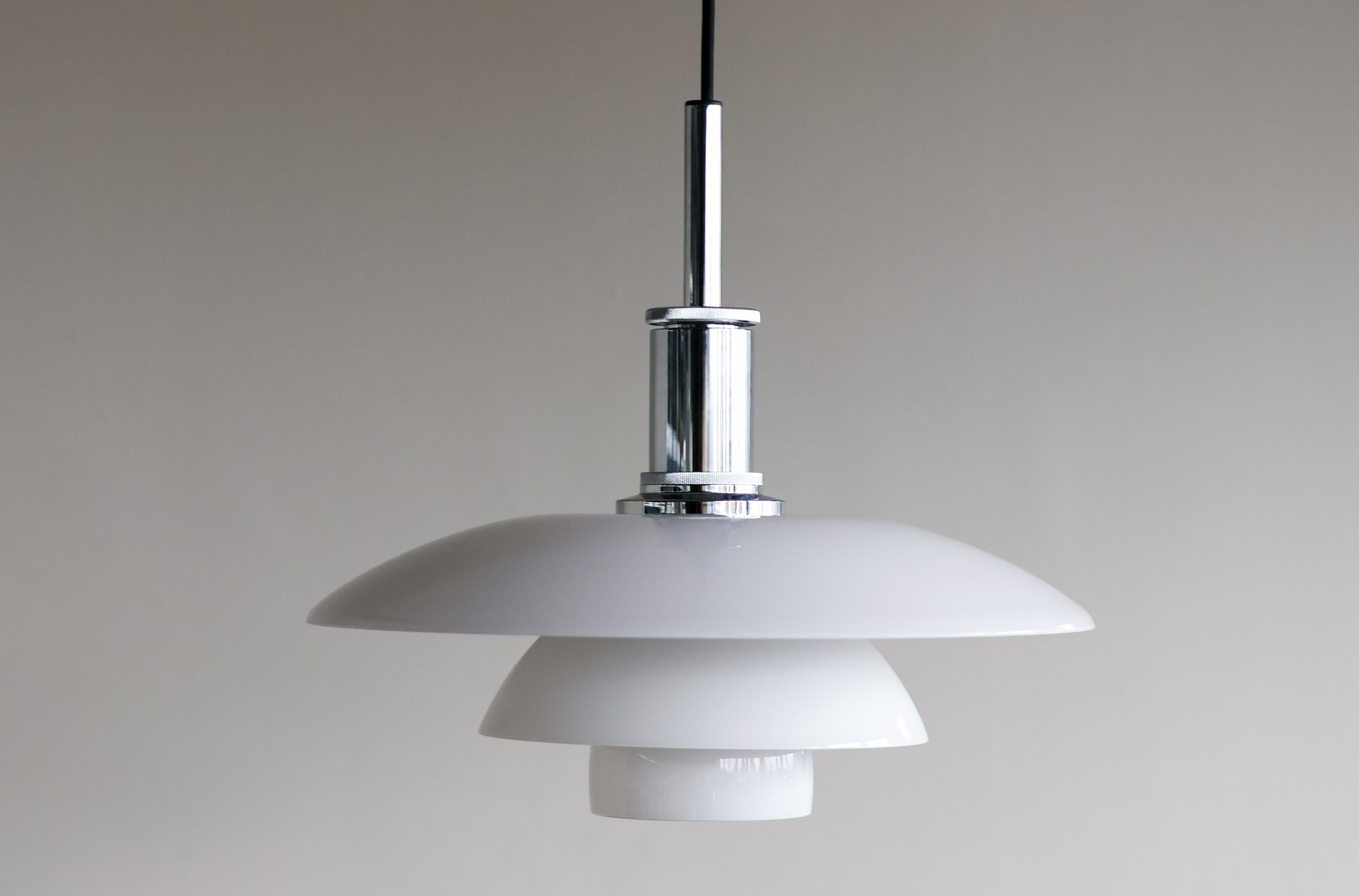 Steel Poul Henningsen PH 4½-4 Glass Pendant For Sale