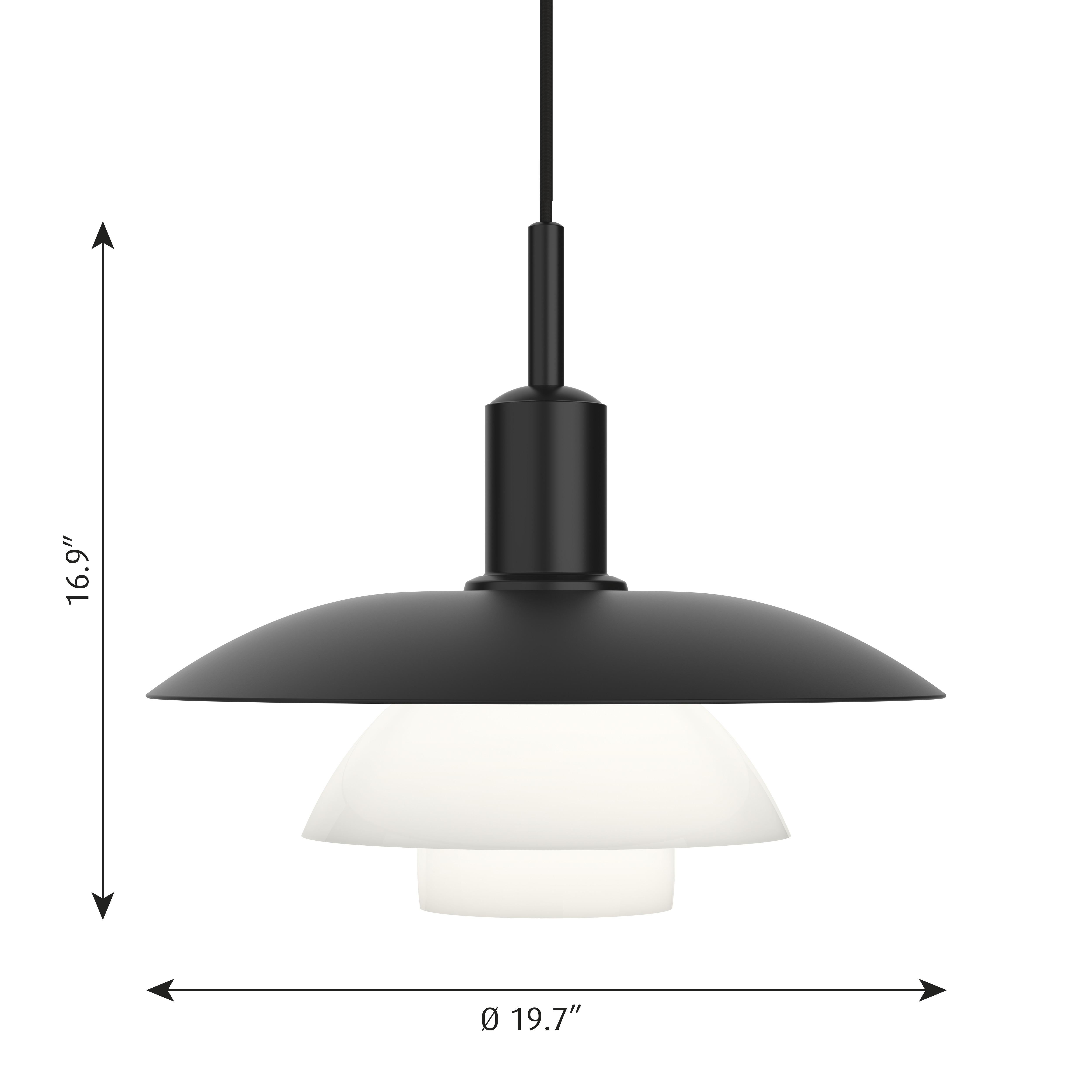 Poul Henningsen 'PH 5/5' Opaline Glass and Metal Pendant Lamp for Louis Poulsen For Sale 3