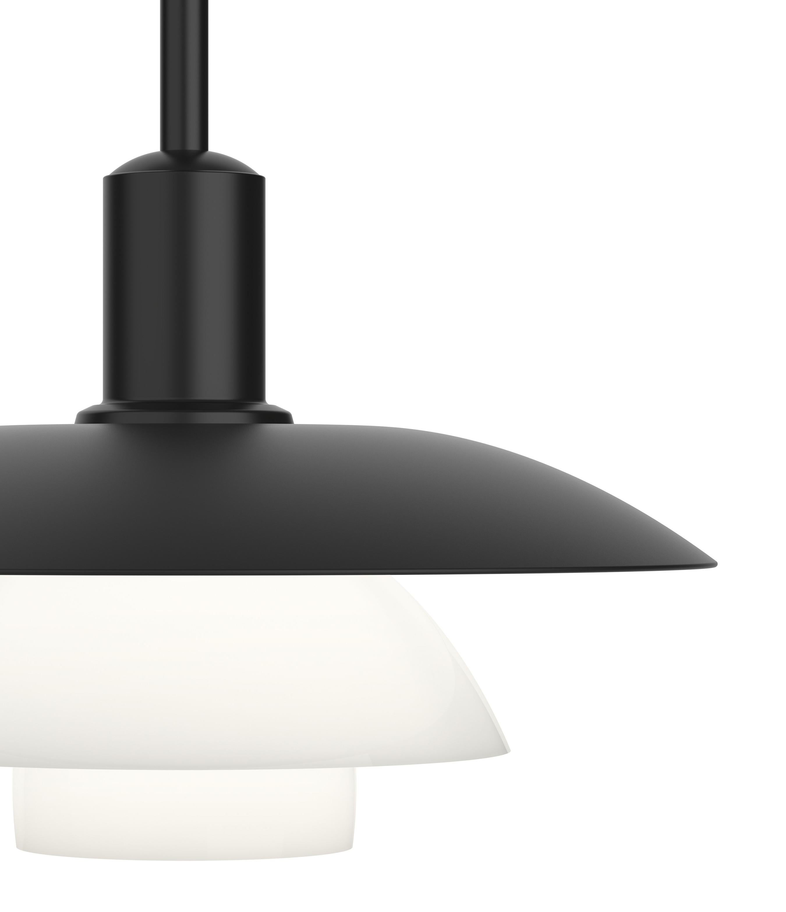 Painted Poul Henningsen 'PH 5/5' Opaline Glass and Metal Pendant Lamp for Louis Poulsen For Sale