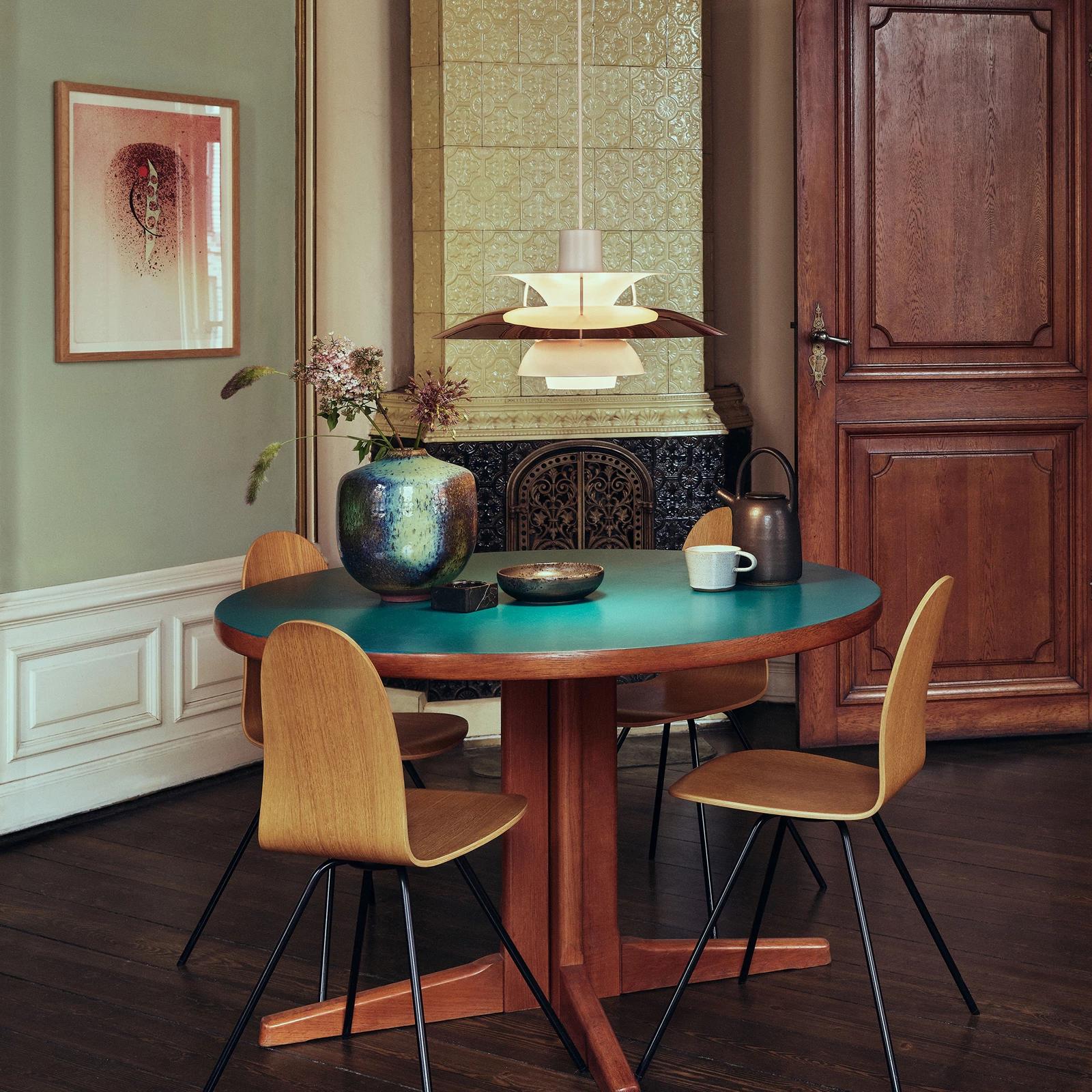Poul Henningsen PH 5 brass pendant for Louis Poulsen. 

Poul Henningsen introduced his iconic PH 5 pendant light in 1958. Today, the PH 5 remains the bestselling design in the Louis Poulsen's portfolio. The PH 5's painted metal shades brilliantly