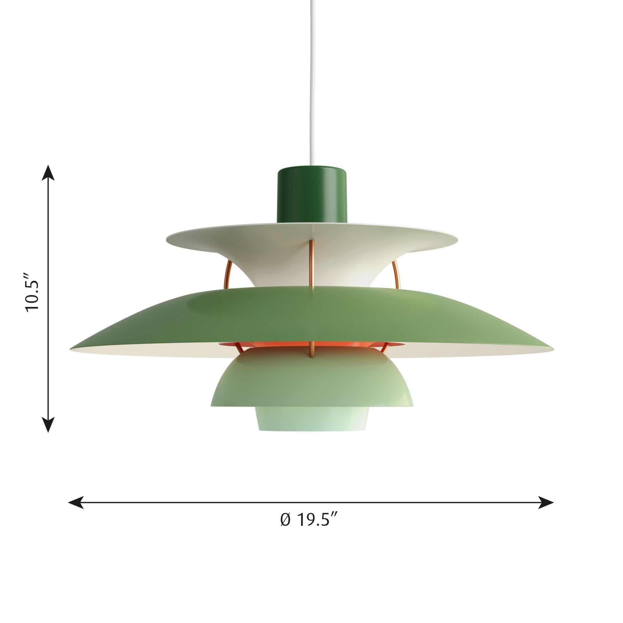 Colgante PH 5 de Poul Henningsen para Louis Poulsen en verde Escarchado en venta