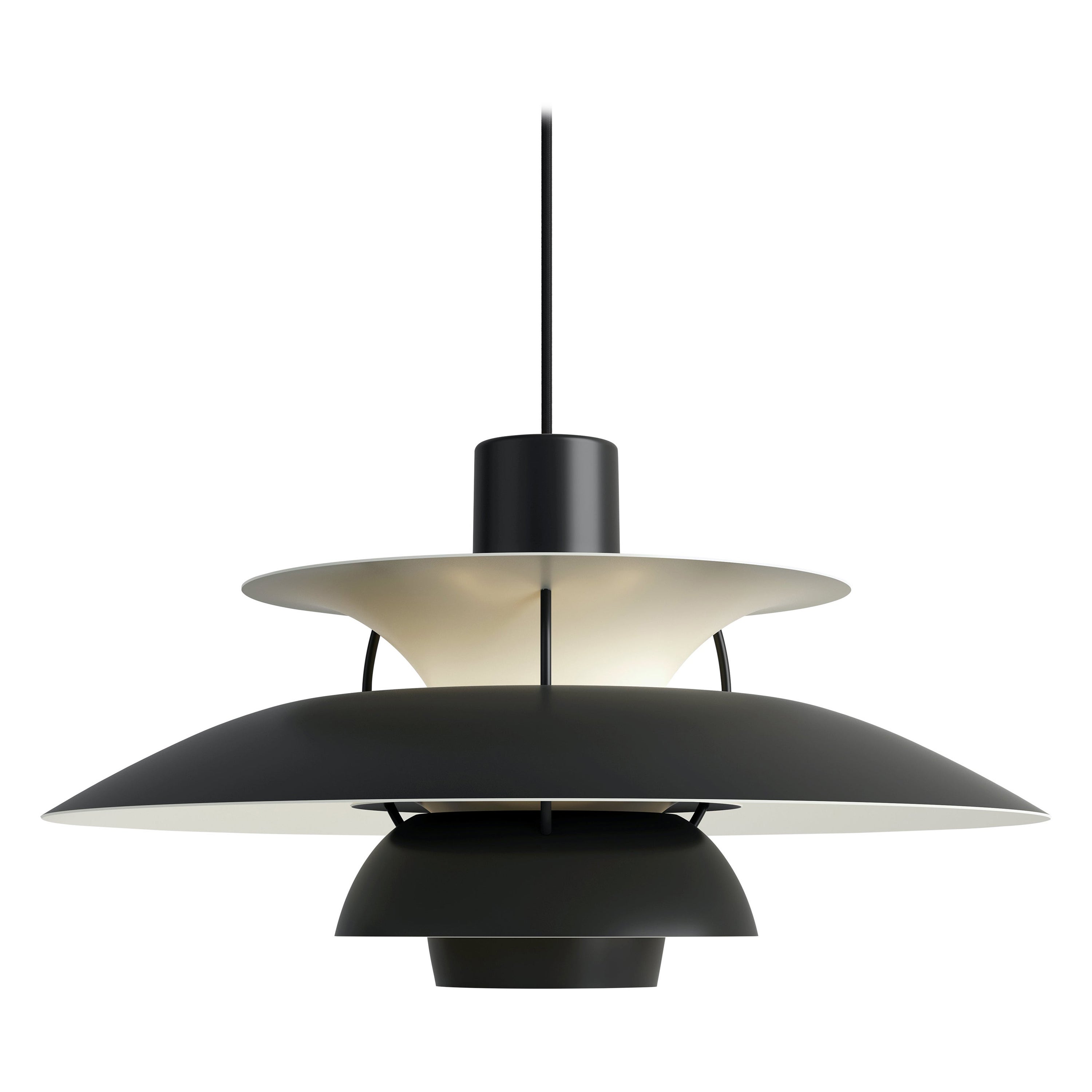 Poul Henningsen PH 5 Ciondolo per Louis Poulsen in nero monocromatico