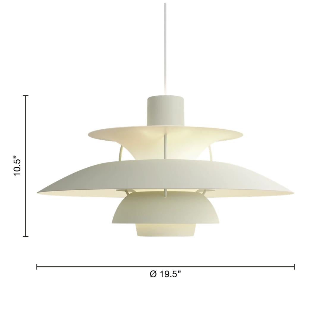 Poul Henningsen 'PH 5' Pendant for Louis Poulsen in Monochrome Pale Pewter For Sale 2