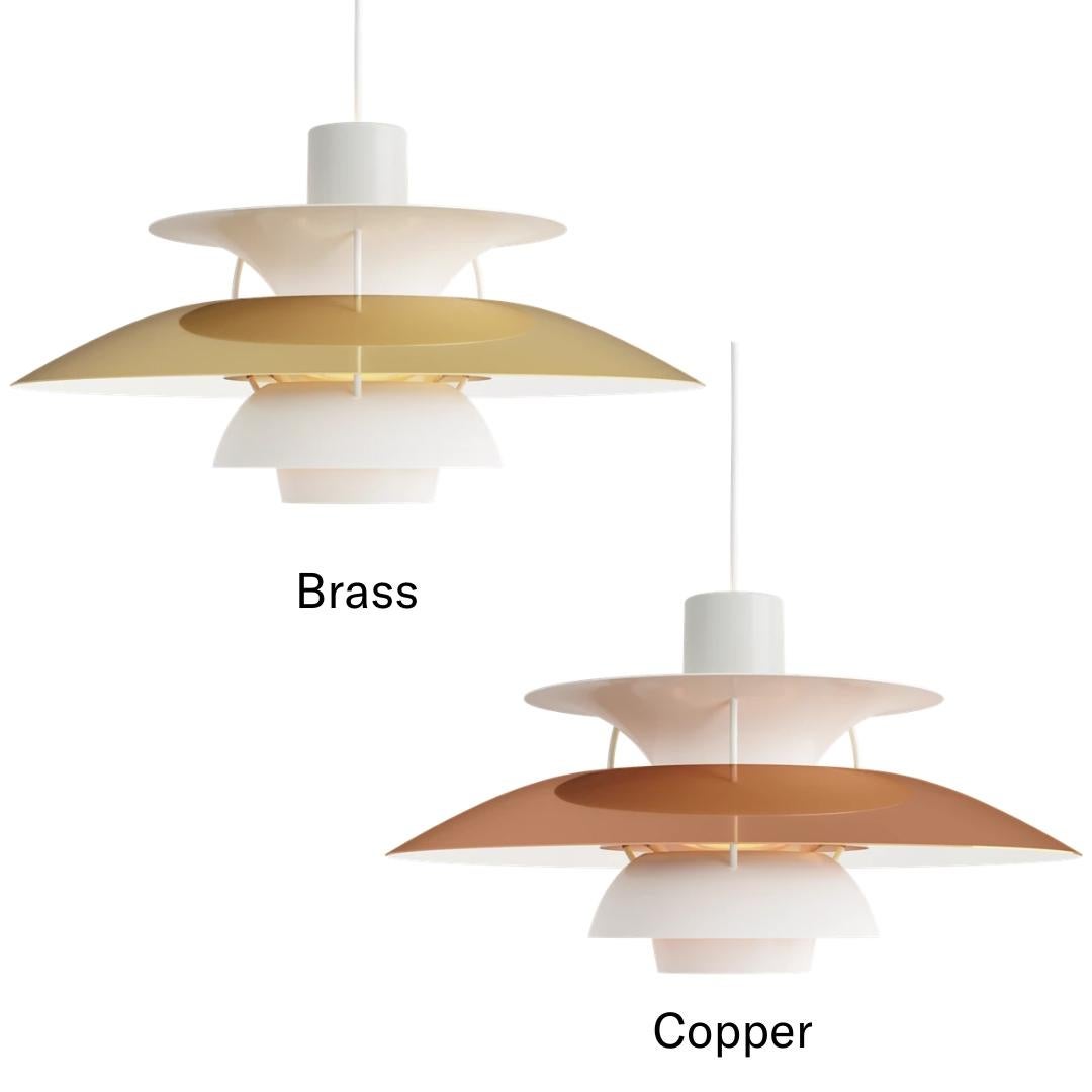 Poul Henningsen 'PH 5' Pendant for Louis Poulsen in Monochrome Pale Pewter For Sale 9