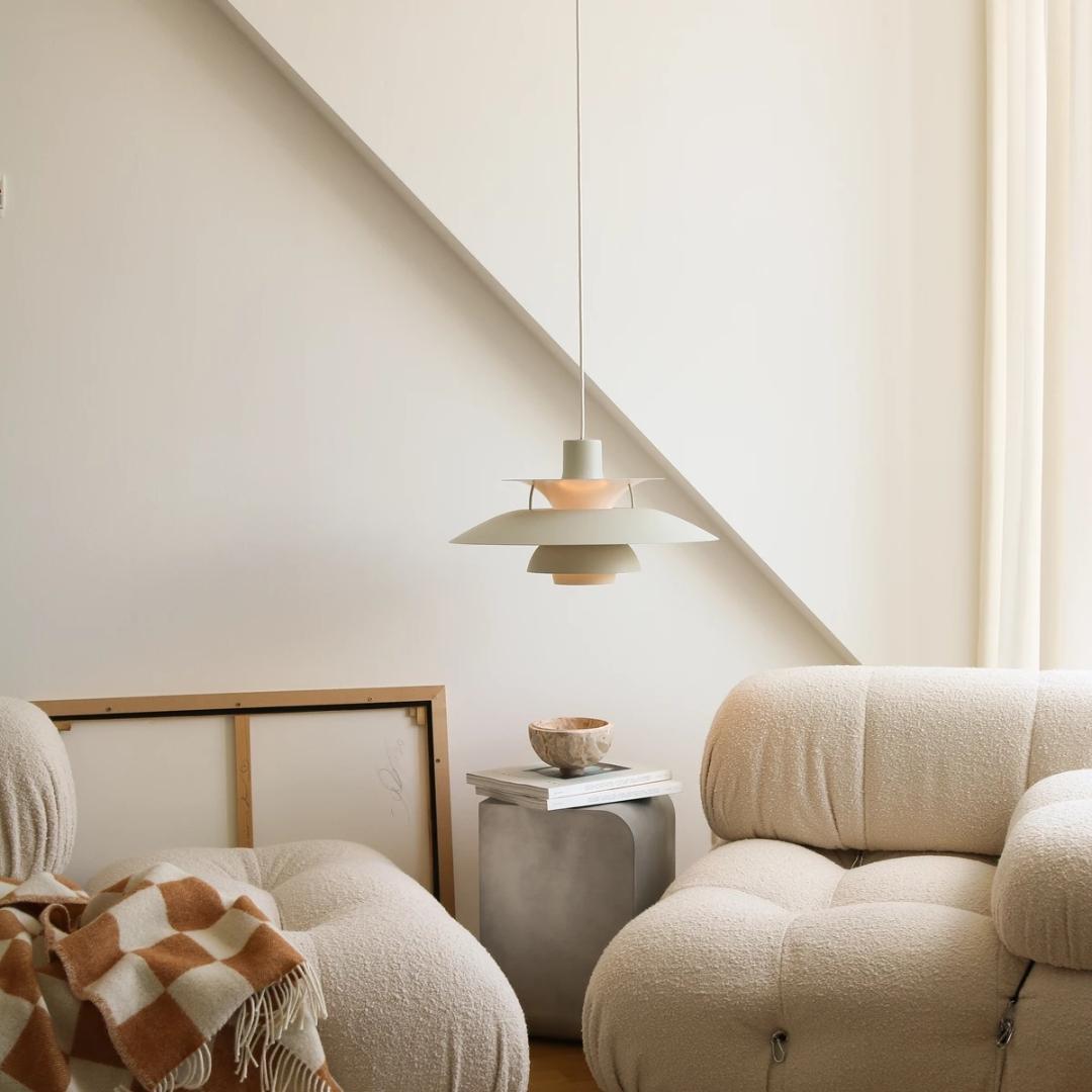 Danish Poul Henningsen 'PH 5' Pendant for Louis Poulsen in Monochrome Pale Pewter For Sale