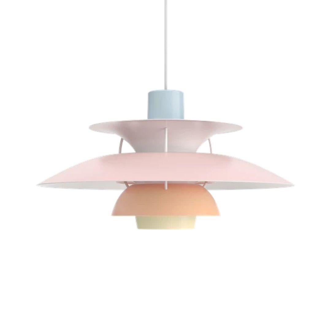 Lacquered Poul Henningsen PH 5 Pendant for Louis Poulsen in Pale Rose For Sale