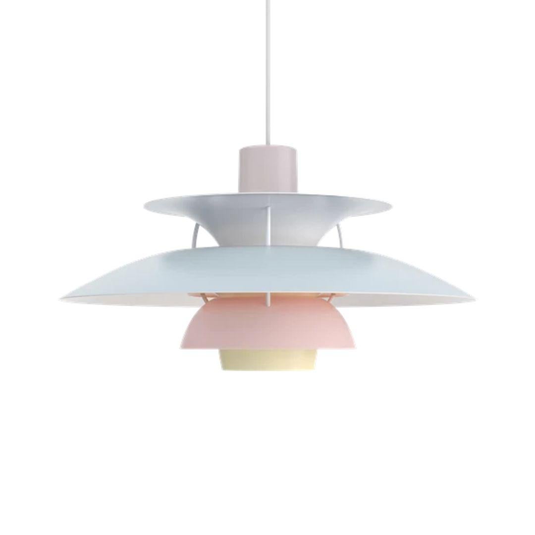 Poul Henningsen PH 5 Pendant for Louis Poulsen in Pale Rose In New Condition For Sale In Glendale, CA