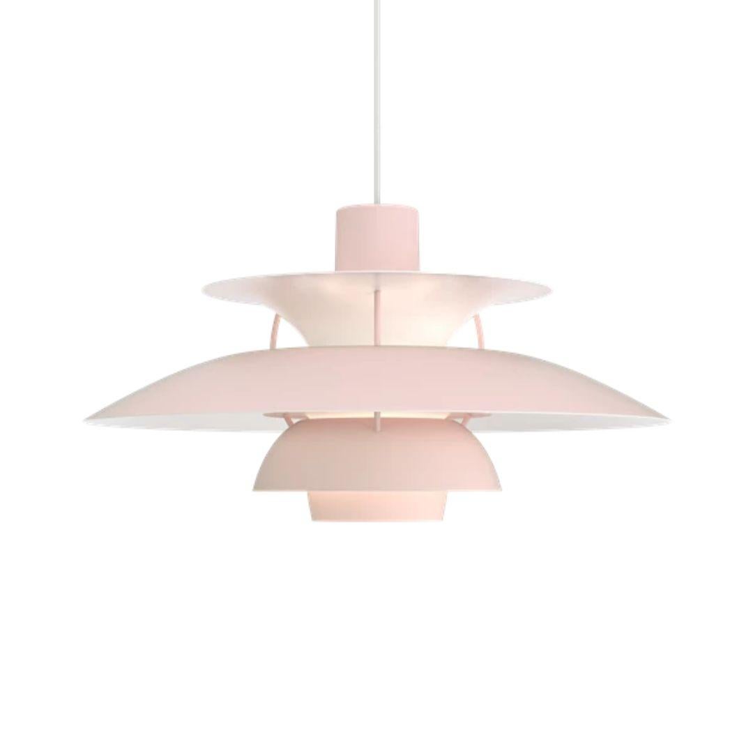 Aluminum Poul Henningsen Ph 5 Pendant for Louis Poulsen in Pastel Blue Rose Peach For Sale