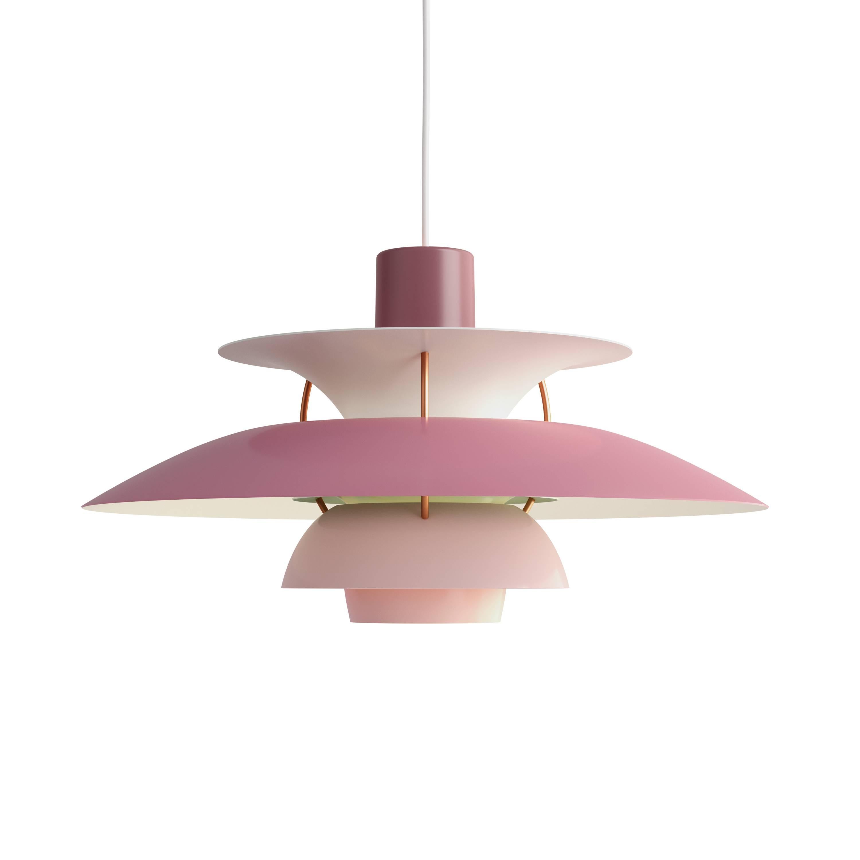 Aluminum Poul Henningsen PH 5 Pendant for Louis Poulsen in Red For Sale