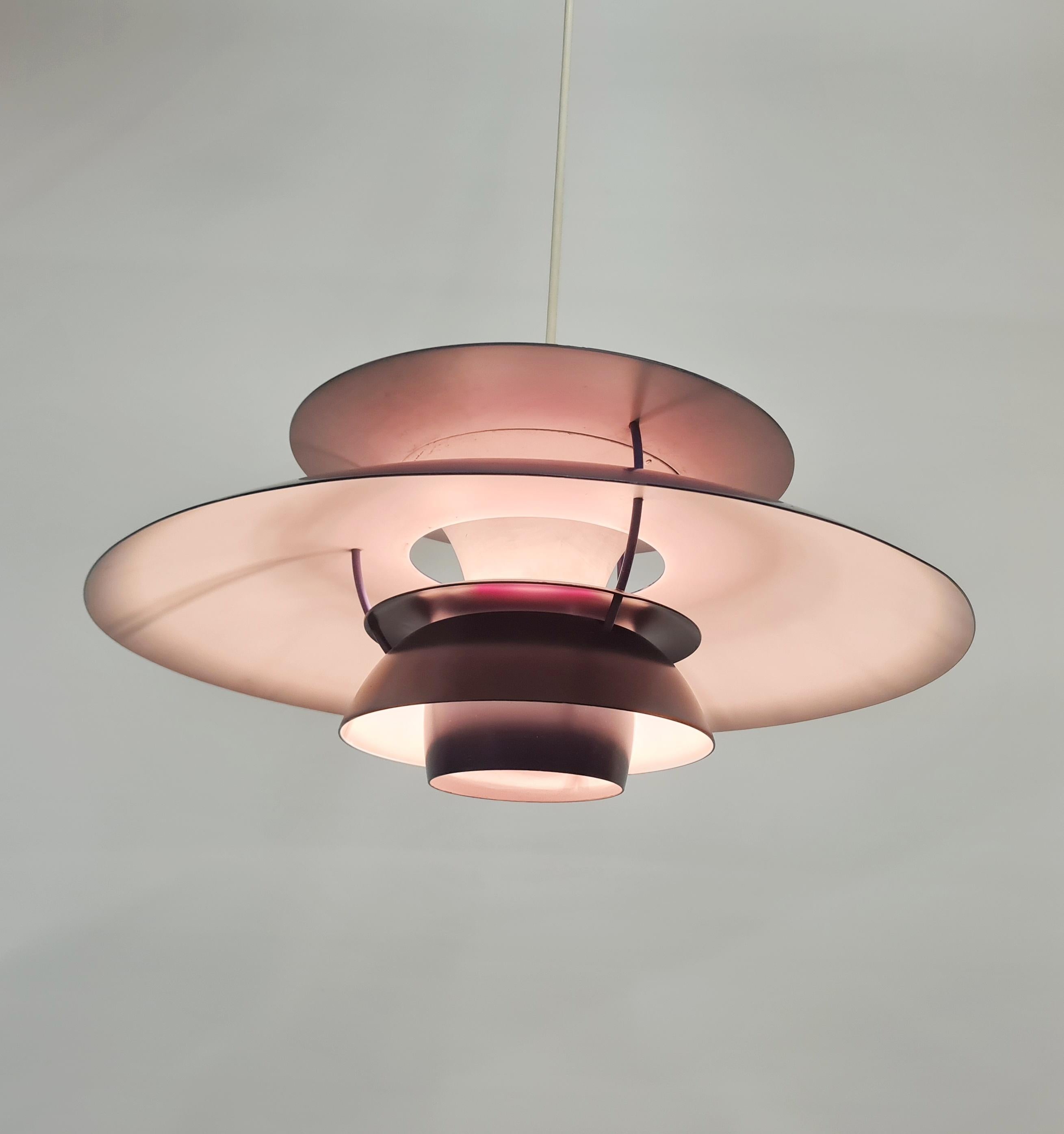 Scandinavian Modern Poul Henningsen PH 5 Pendant in Dark Blue & Red, Rare Orno Edition, 1960s For Sale