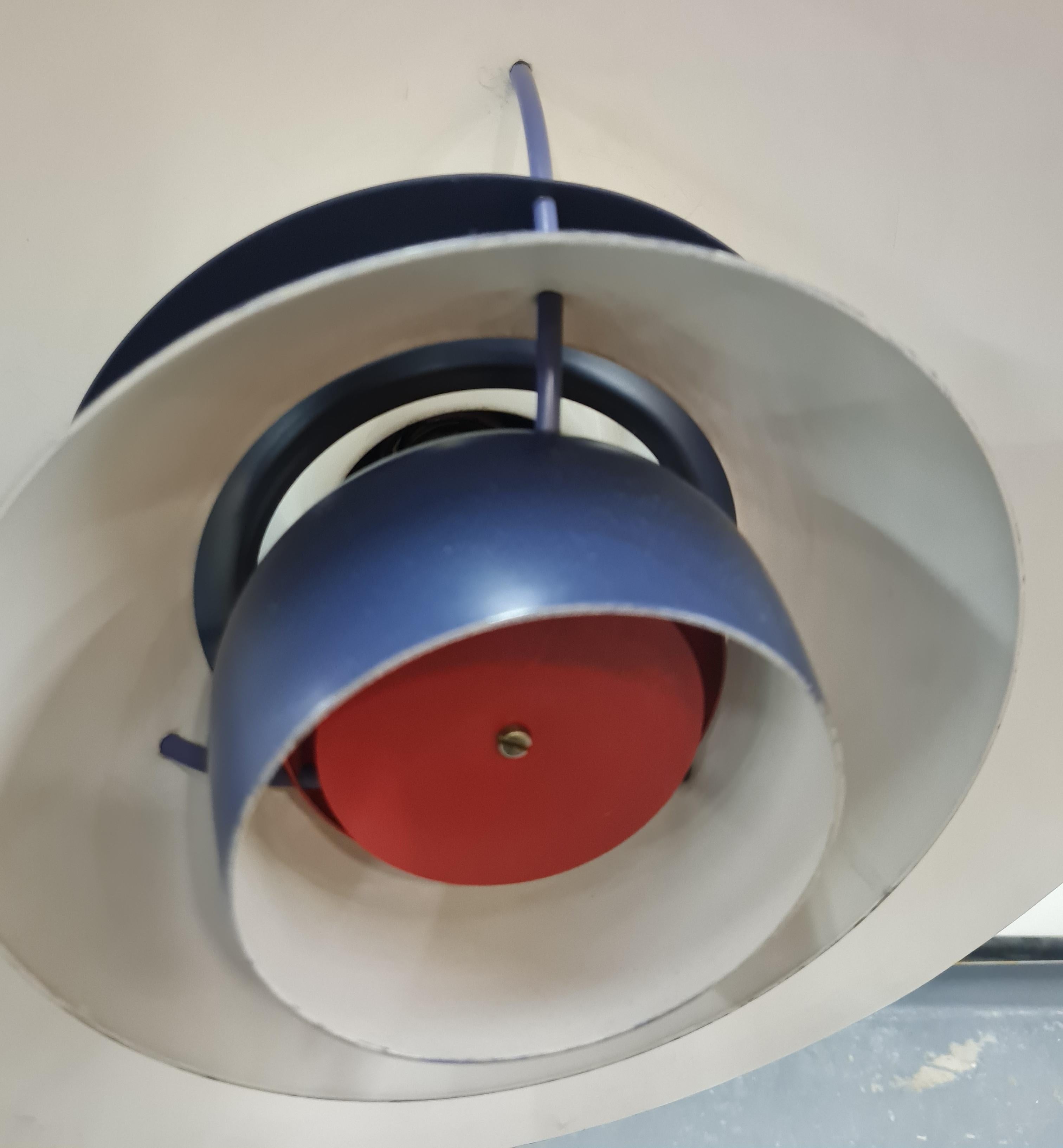 Mid-20th Century Poul Henningsen PH 5 Pendant in Dark Blue & Red, Rare Orno Edition, 1960s For Sale