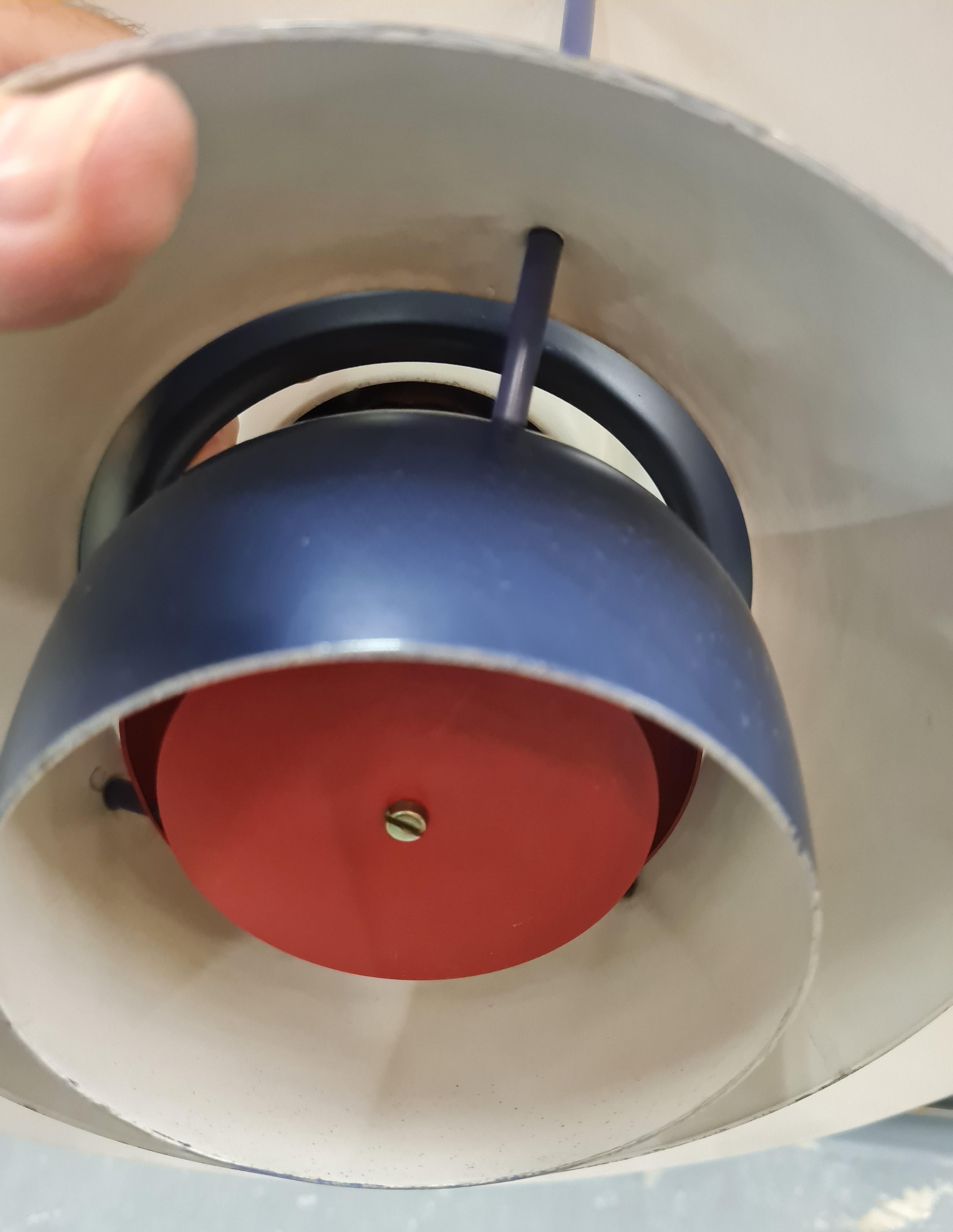 Poul Henningsen PH 5 Pendant in Dark Blue & Red, Rare Orno Edition, 1960s For Sale 2