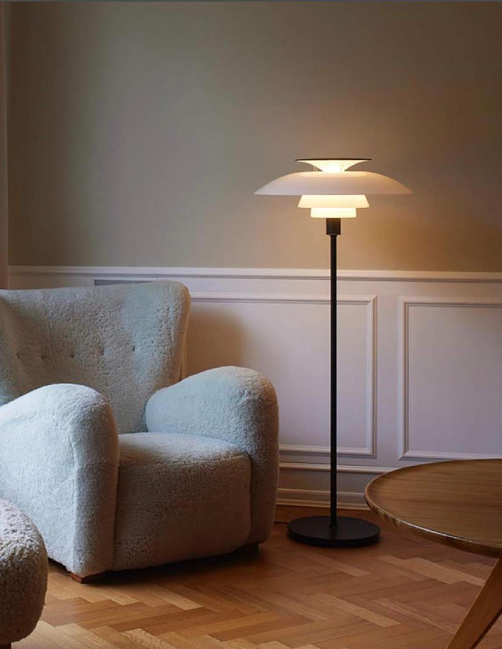 Poul Henningsen 'PH 80' Floor Lamp for Louis Poulsen in White For Sale 3