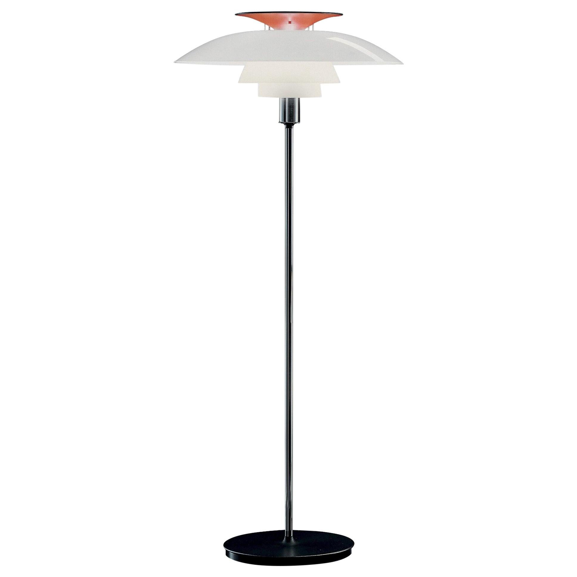 Lampadaire 'PH 80' de Poul Henningsen en rouge et chrome pour Louis Poulsen