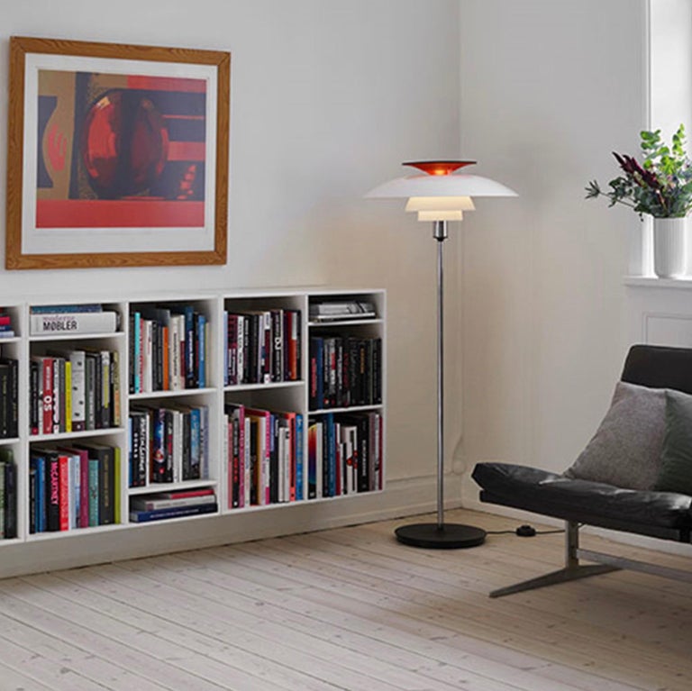Poul Henningsen 'PH 80' Floor Lamp in White and Chrome for Louis Poulsen  For Sale at 1stDibs