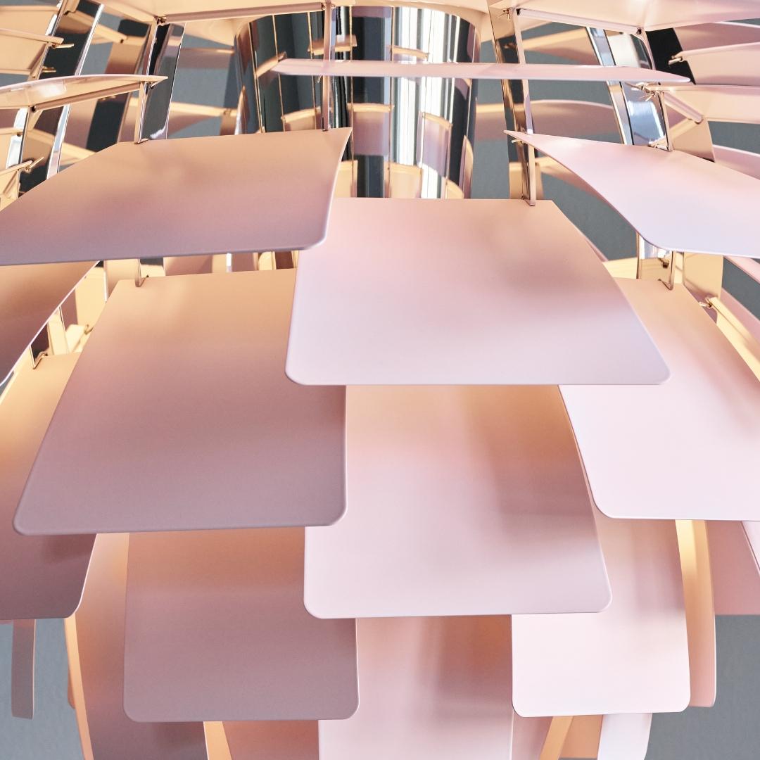 Poul Henningsen 'PH Artichoke' Pale Rose Chandelier for Louis Poulsen For Sale 1