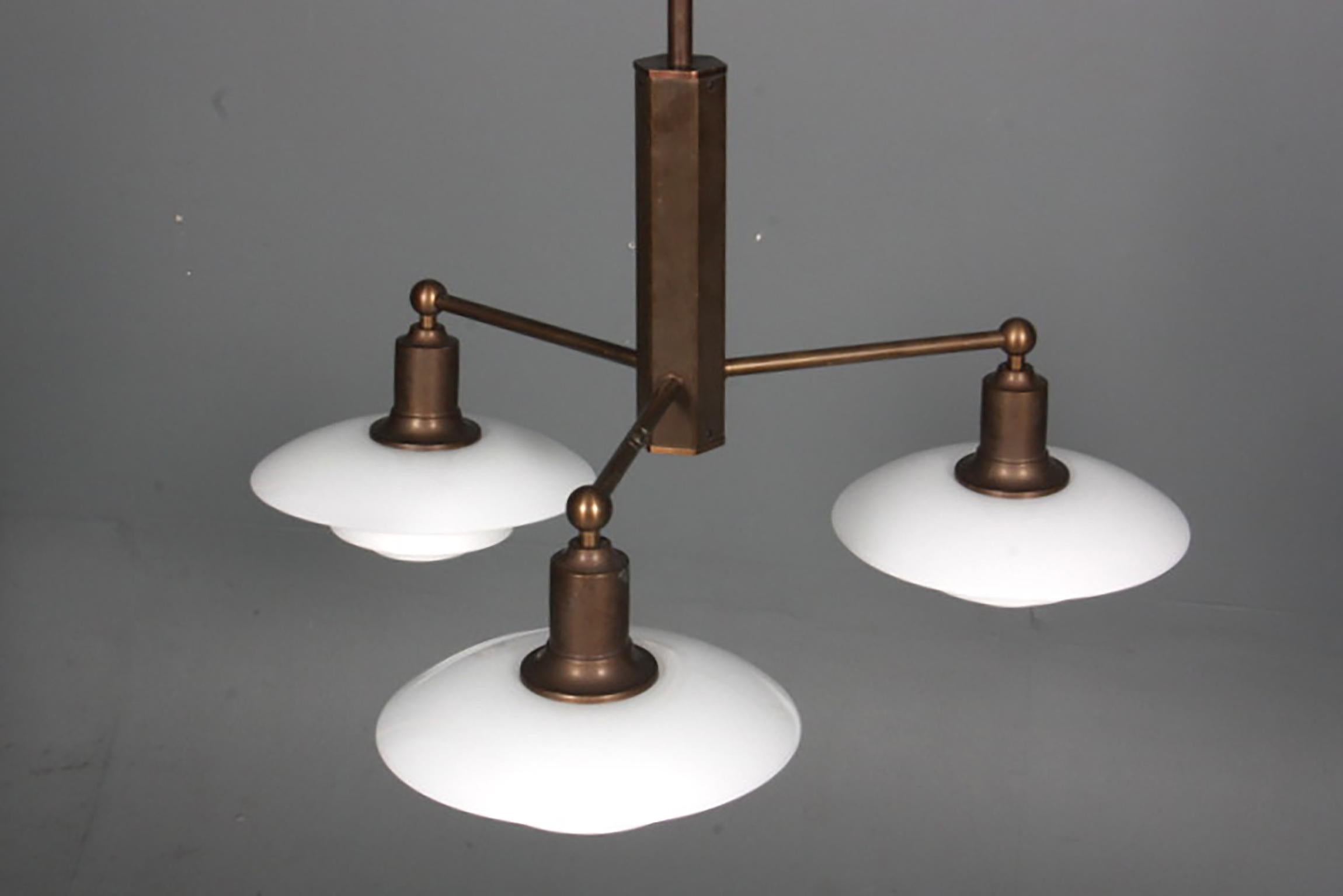 Poul Henningsen PH Limited Edition Three-Arm Chandelier For Sale 1