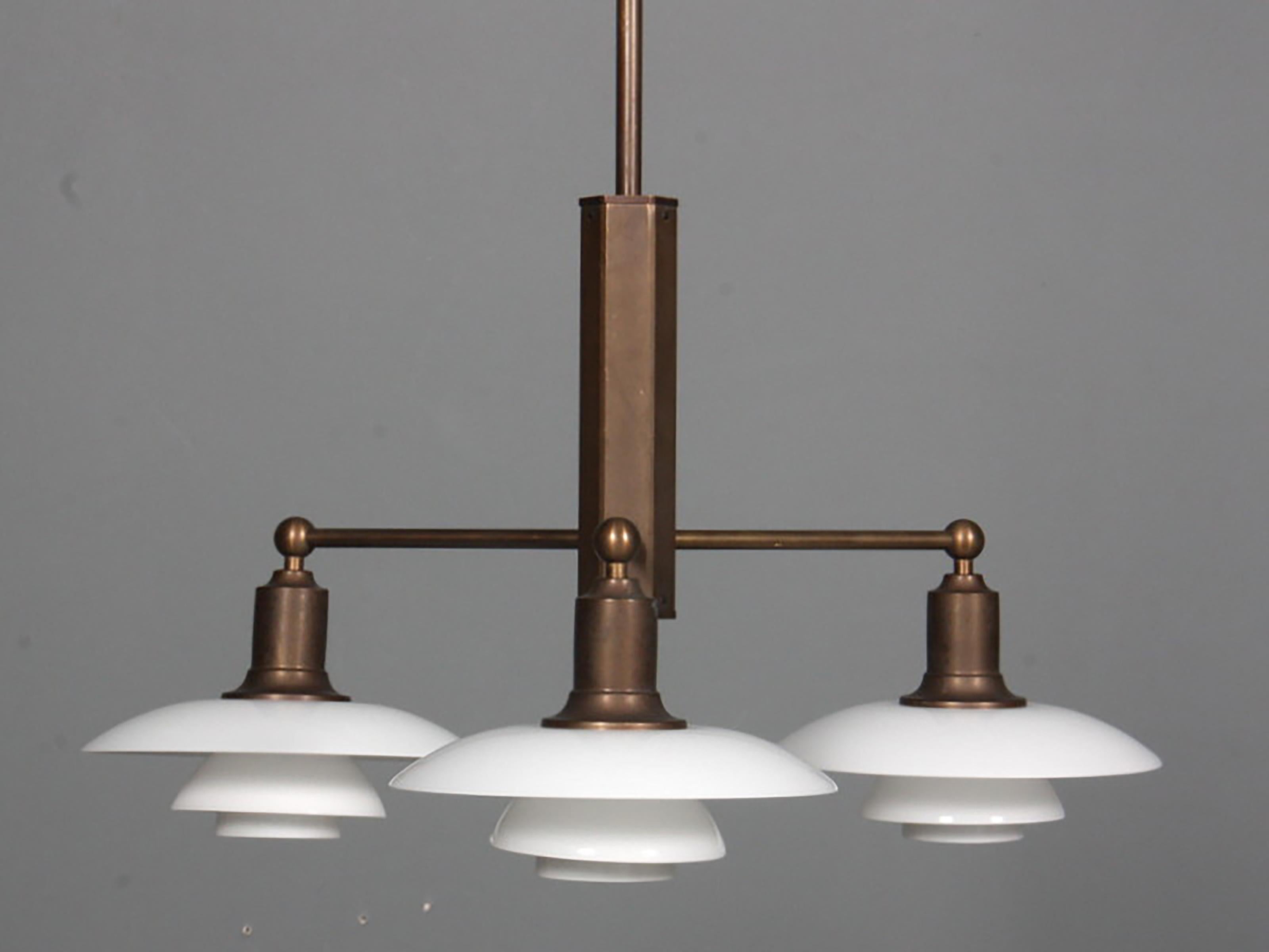 20th Century Poul Henningsen PH Limited Edition Three-Arm Chandelier For Sale