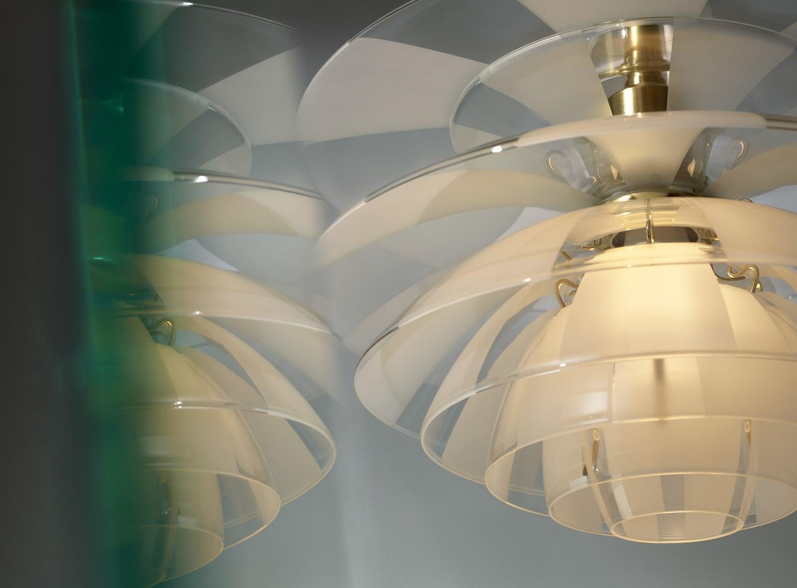 Brass Poul Henningsen PH Septima Glass Pendant For Sale