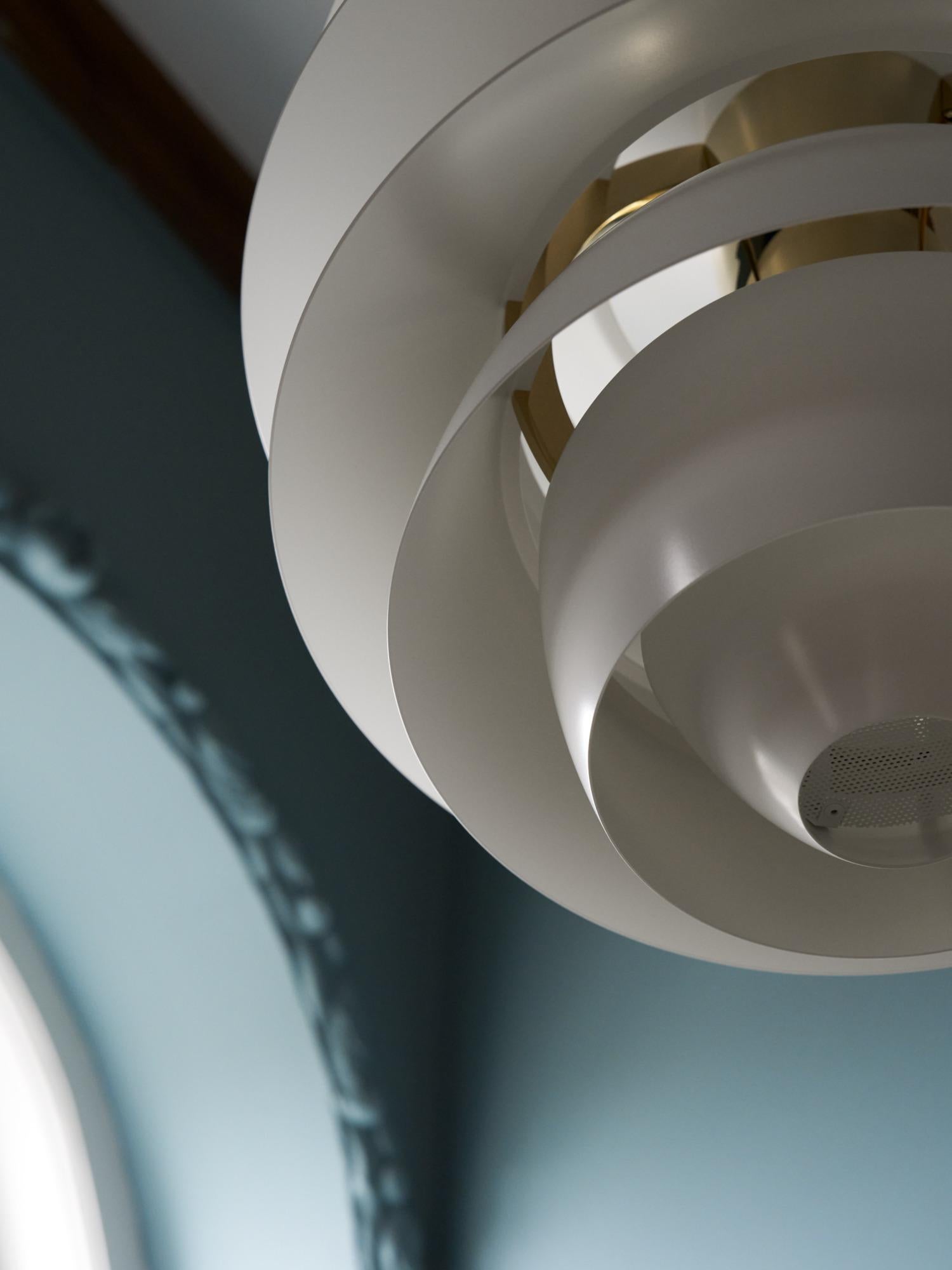 Spun Poul Henningsen 'PH Snowball' White and Chrome Pendant for Louis Poulsen For Sale