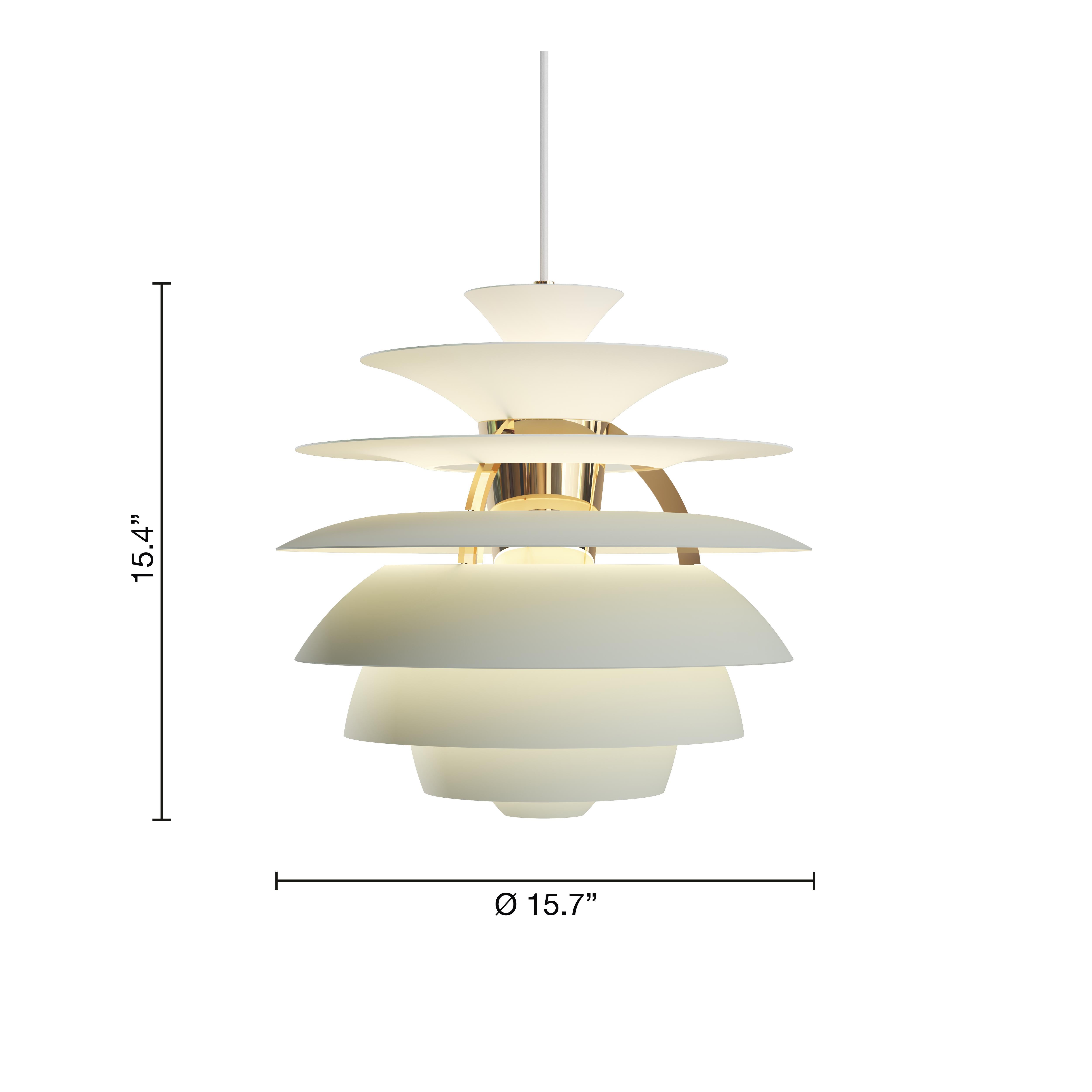 Poul Henningsen 'PH Snowball' Pendant in Dusty Green & Brass for Louis Poulsen For Sale 2