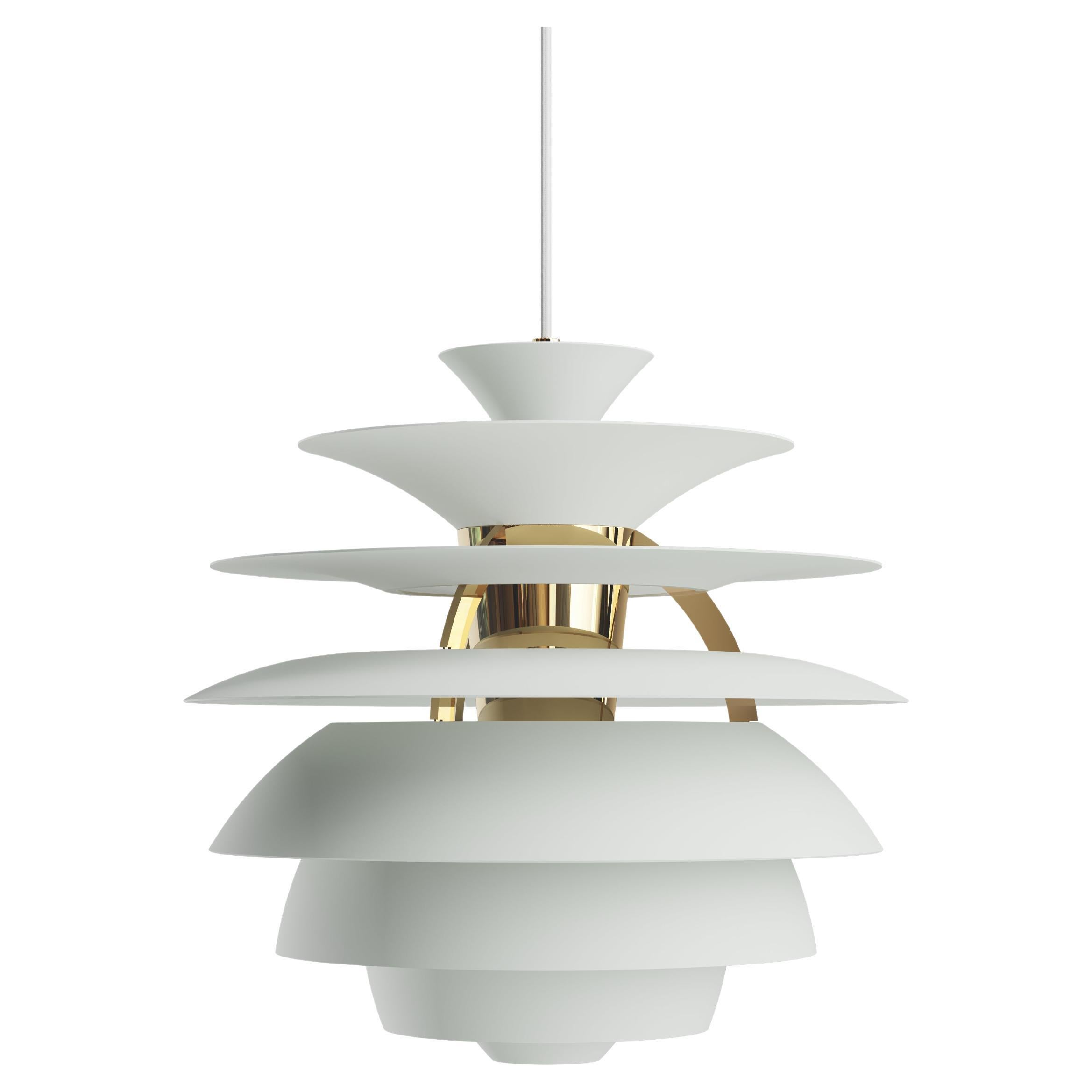 Poul Henningsen 'PH Snowball' Pendant in Dusty Green & Brass for Louis Poulsen For Sale