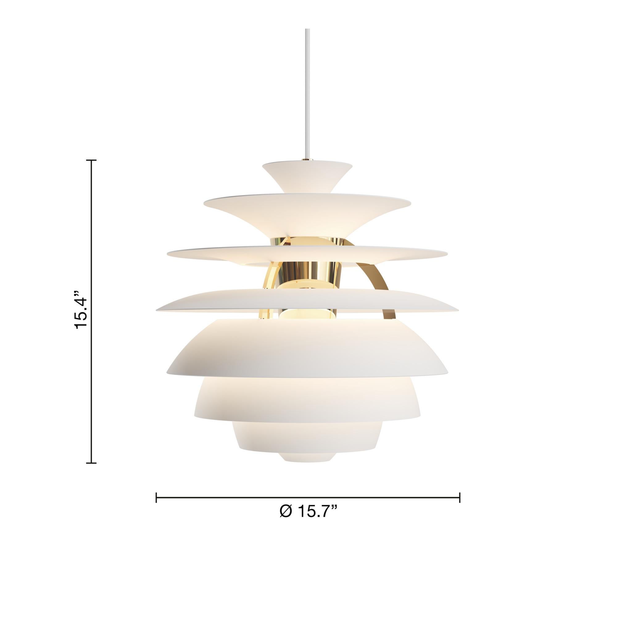 Scandinavian Modern Poul Henningsen 'PH Snowball' Pendant in Soft White & Brass for Louis Poulsen For Sale