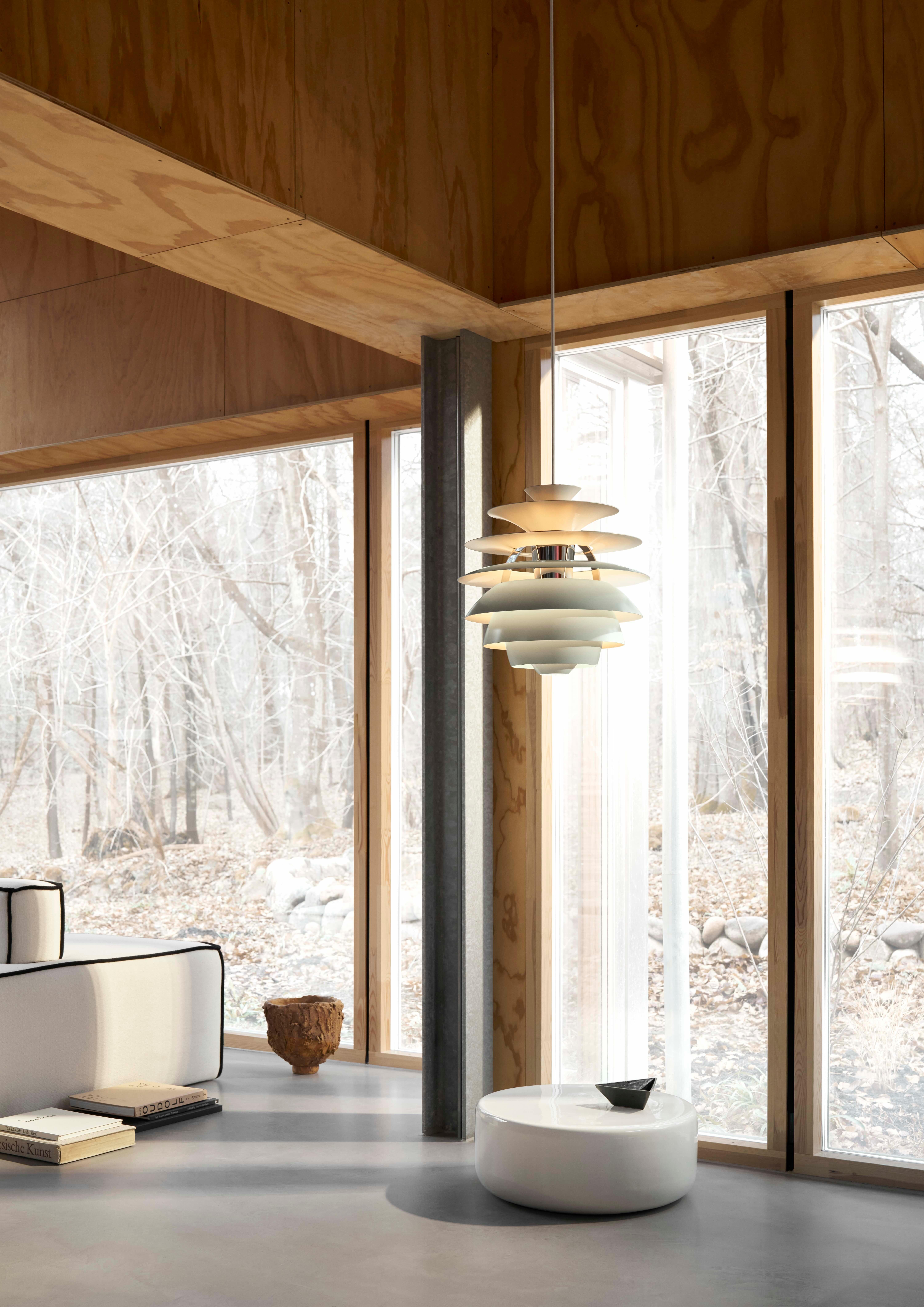 Danish Poul Henningsen 'PH Snowball' Pendant in Soft White & Brass for Louis Poulsen For Sale