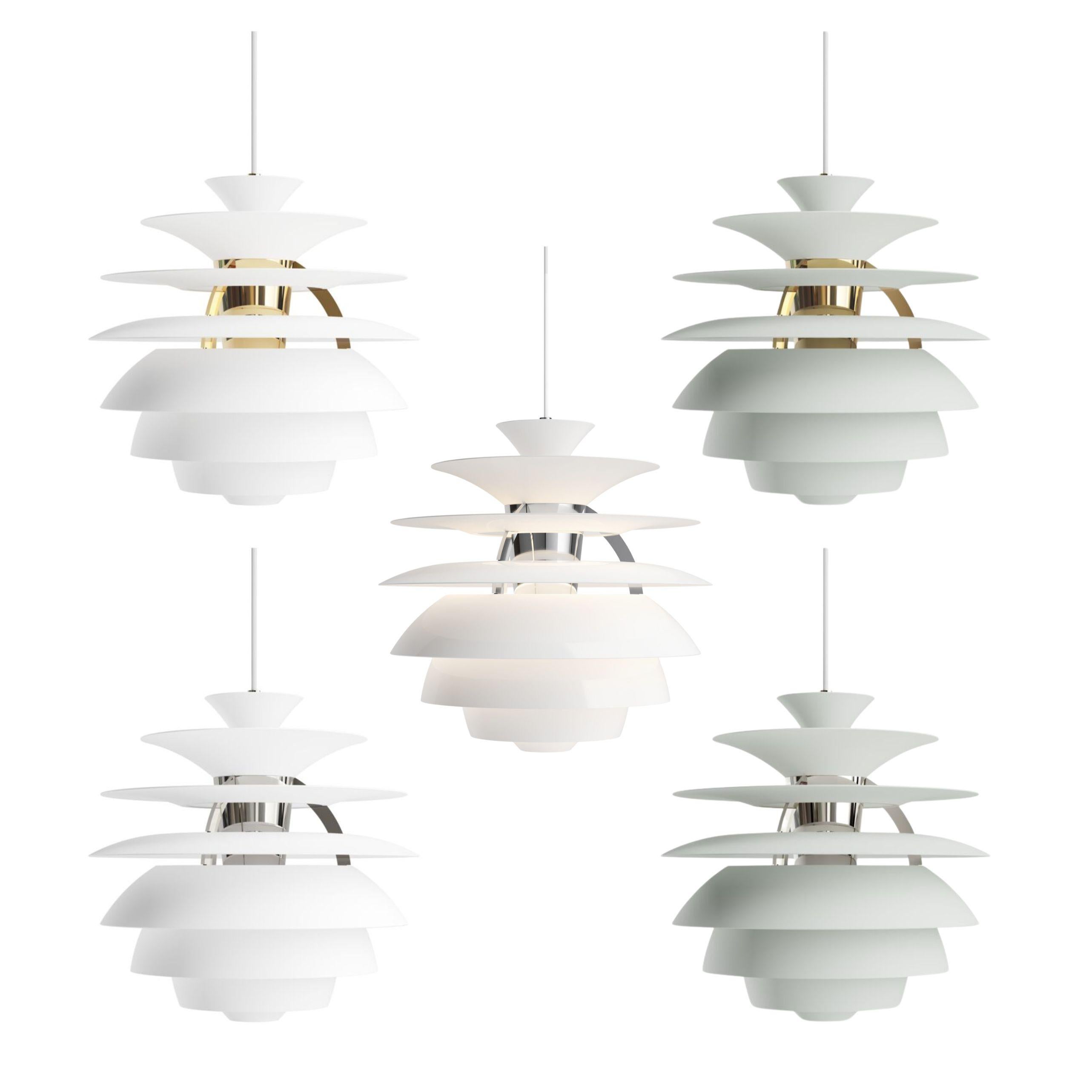 Spun Poul Henningsen 'PH Snowball' Pendant in Soft White & Brass for Louis Poulsen For Sale