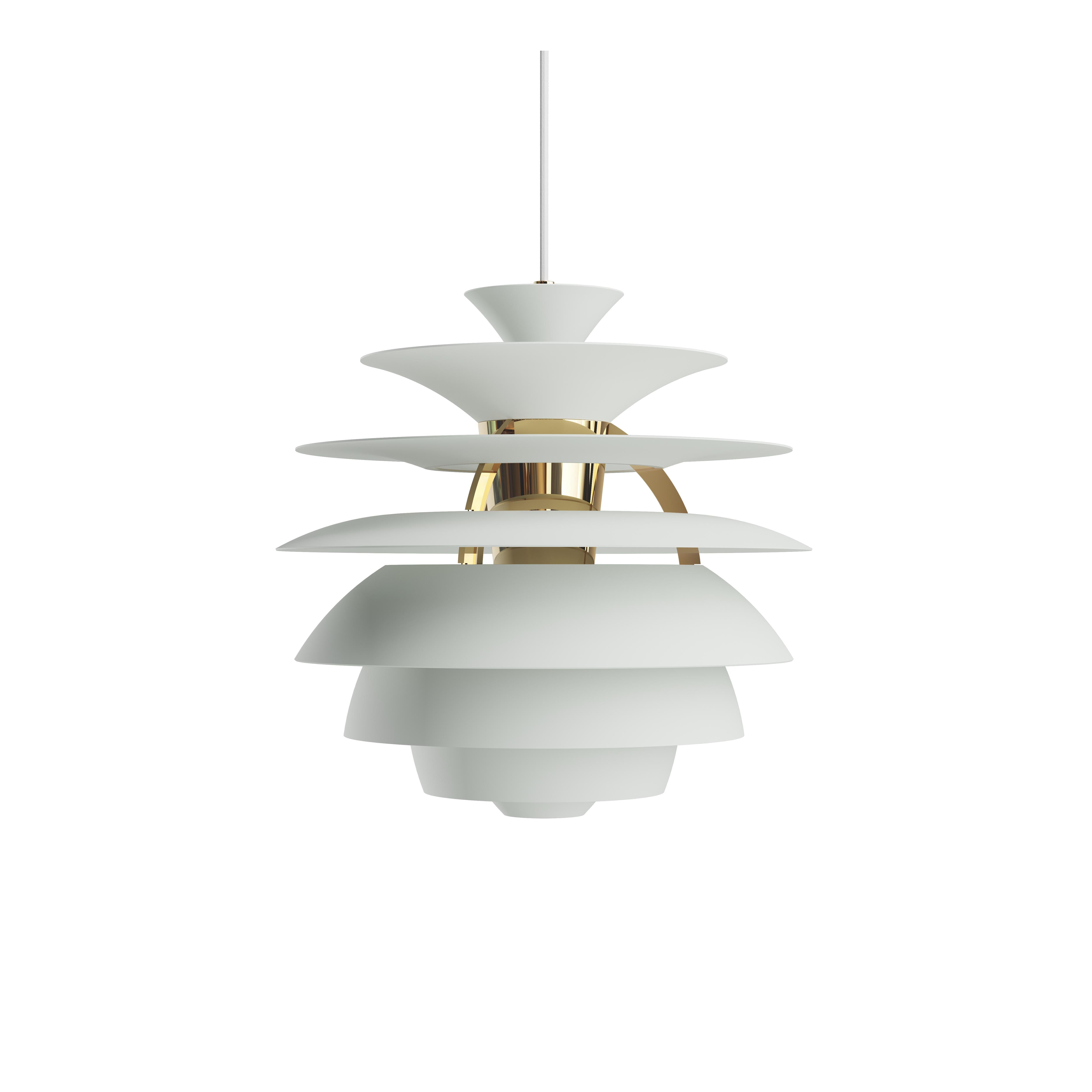 Contemporary Poul Henningsen 'PH Snowball' Pendant in Soft White & Brass for Louis Poulsen For Sale