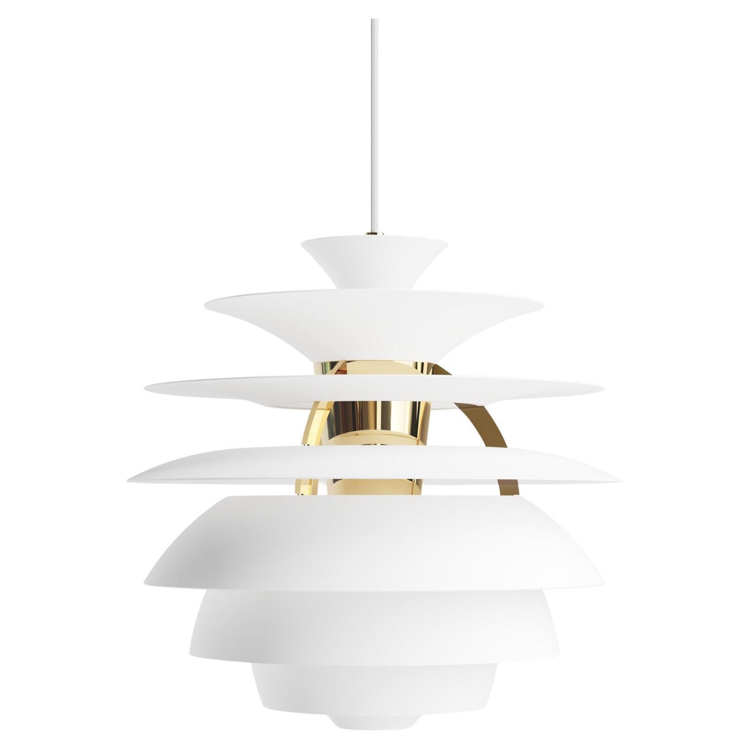 Poul Henningsen 'PH Snowball' Pendant in Soft White & Brass for Louis Poulsen