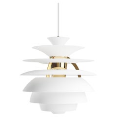 Colgante Poul Henningsen 'Bola de nieve PH' en blanco suave y latón para Louis Poulsen
