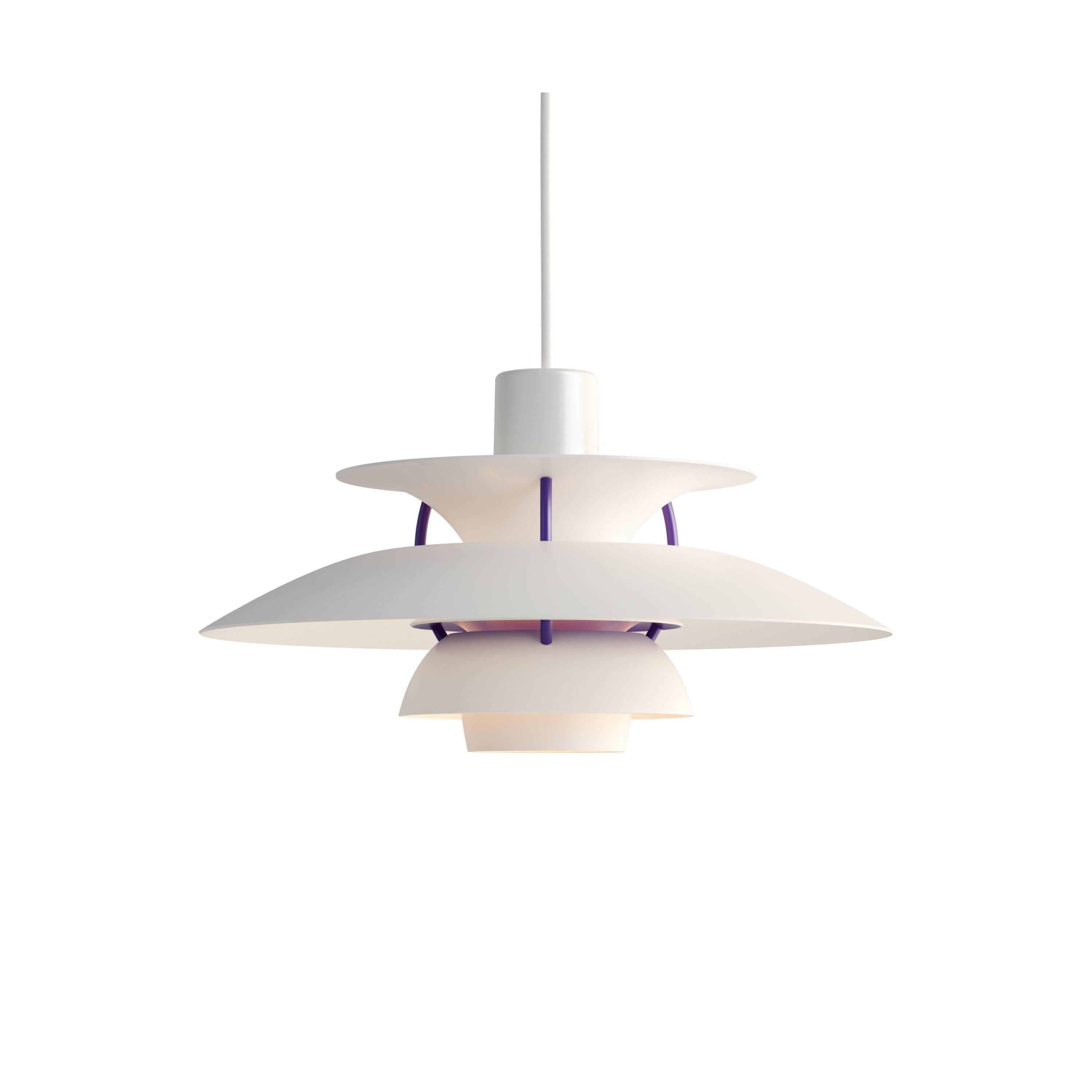 Poul Henningsen PH5 Mini Pendant for Louis Poulsen in All White For Sale 1