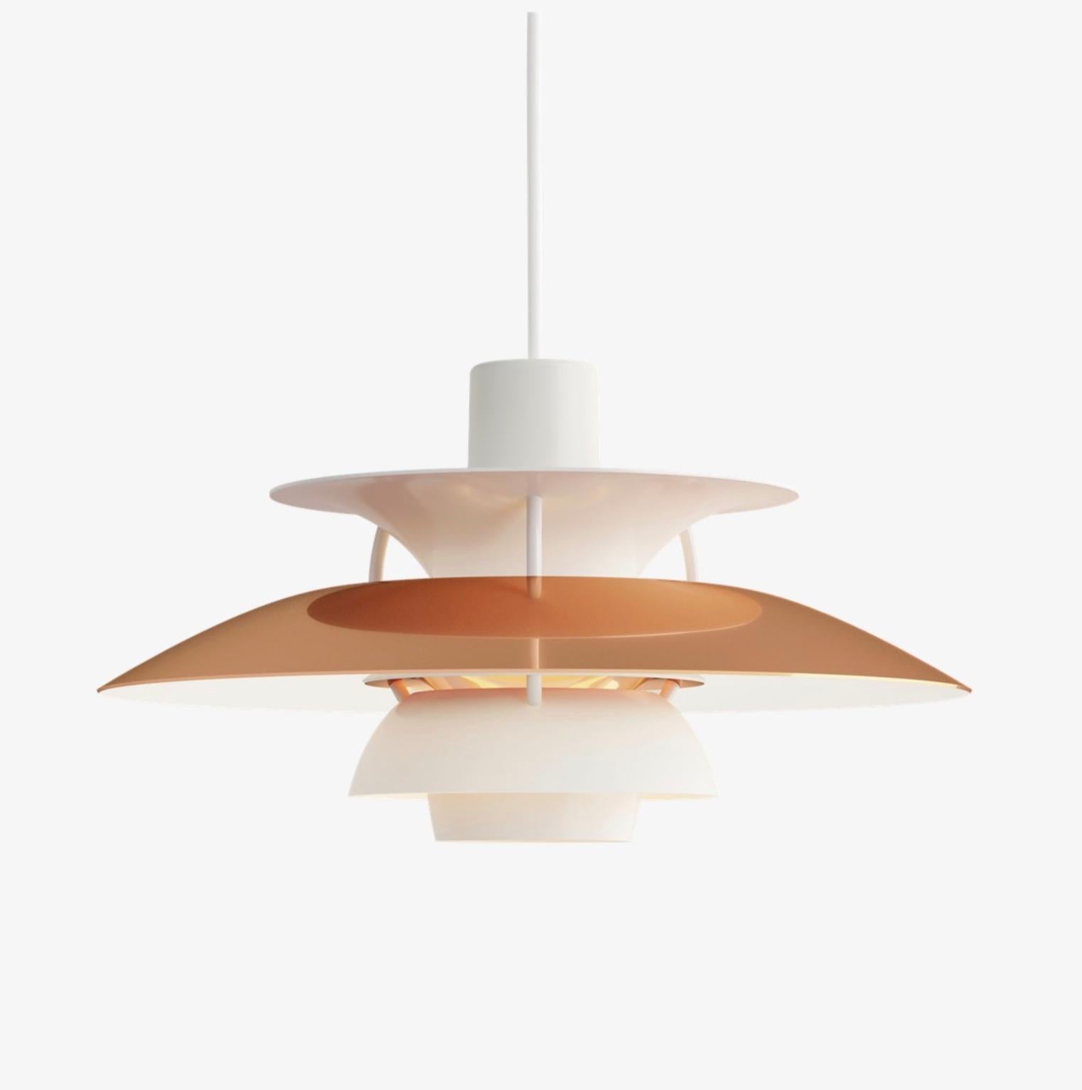 Poul Henningsen PH5 mini pendant for Louis Poulsen. Designed 1958, Mini in 2017. New, current production.

Poul Henningsen developed the PH 5 in 1958 in response to constant changes made to the shape and Size of incandescent bulbs by bulb